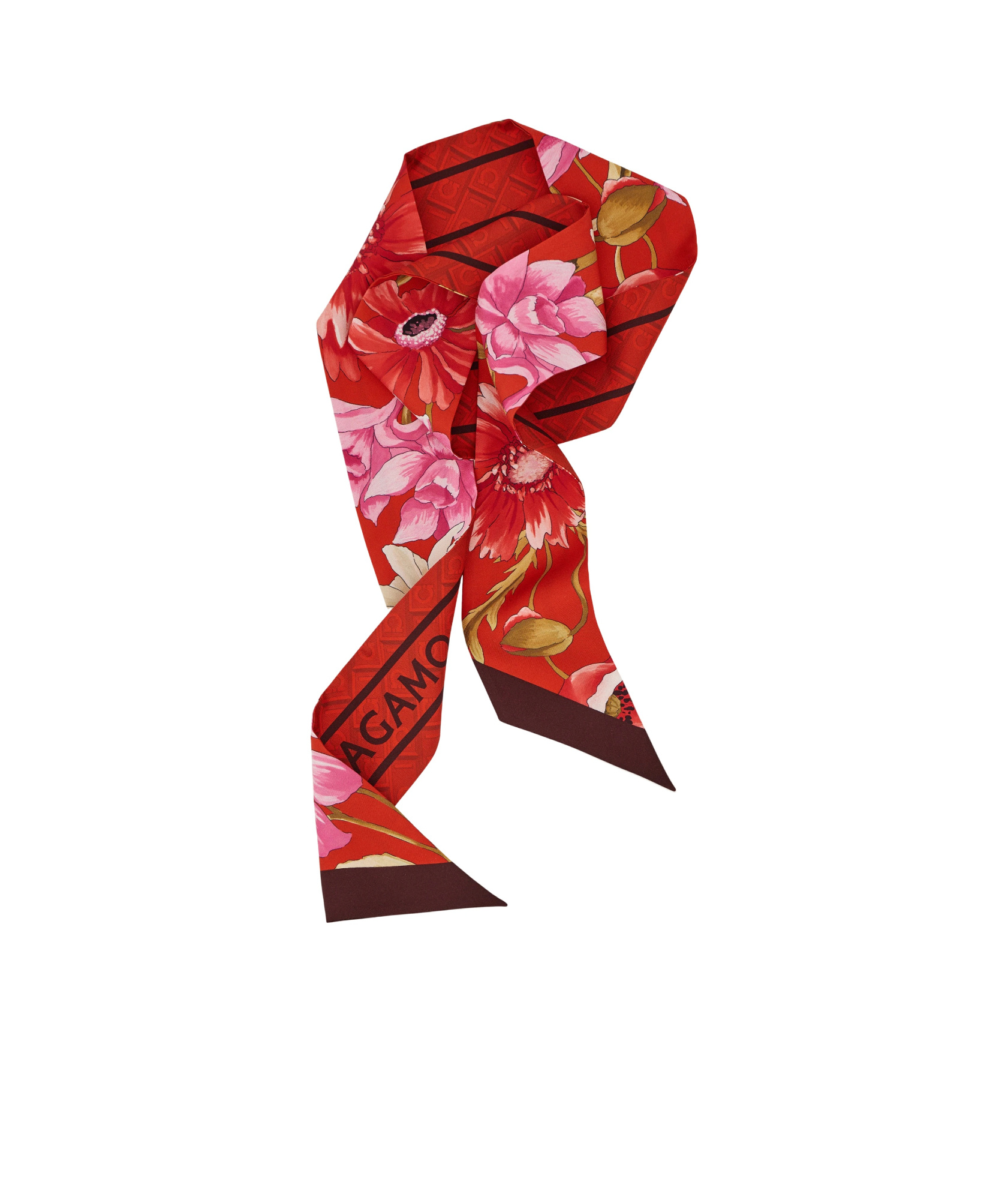 Ferragamo Floral Print Scarf In Red