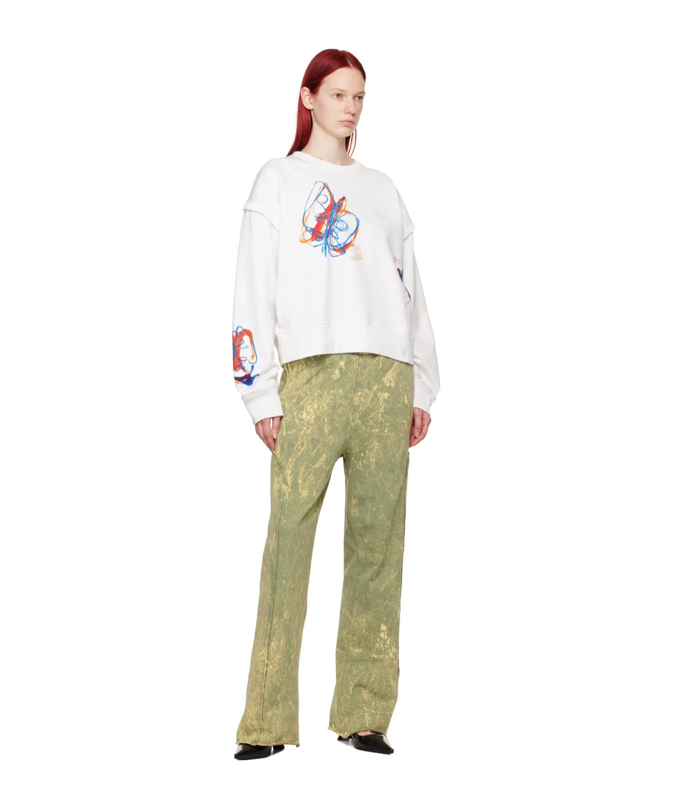 Etudes Studio Pattern Printed Long-sleeved Hoodie In White