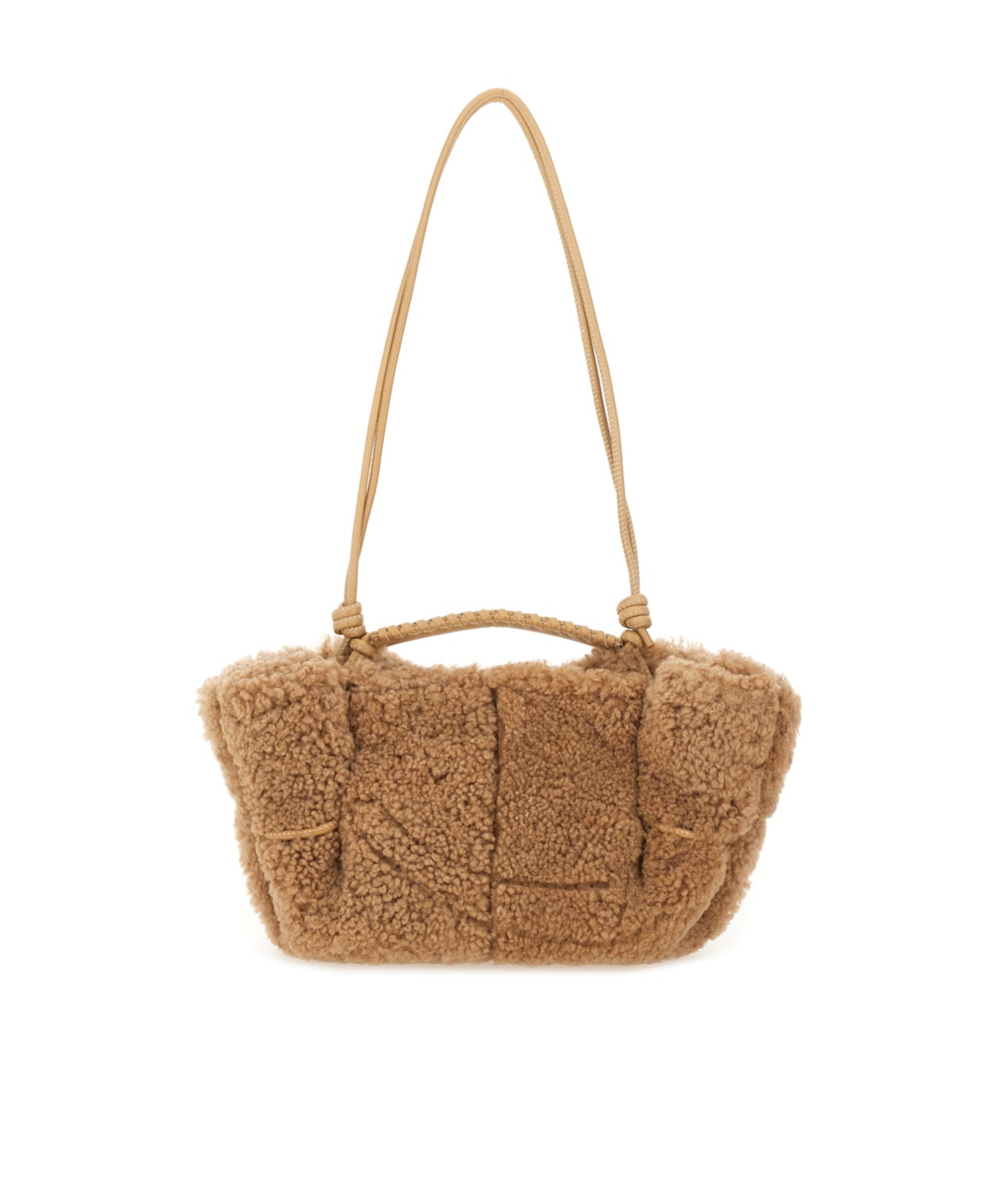 Hereu Textured Shoulder Bag Knotted Strap In Sand