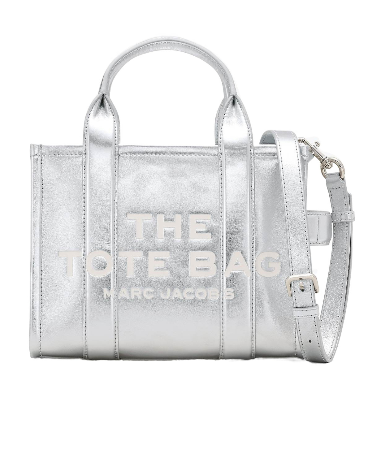 Marc Jacobs The Metallic Leather Tote Bag In White