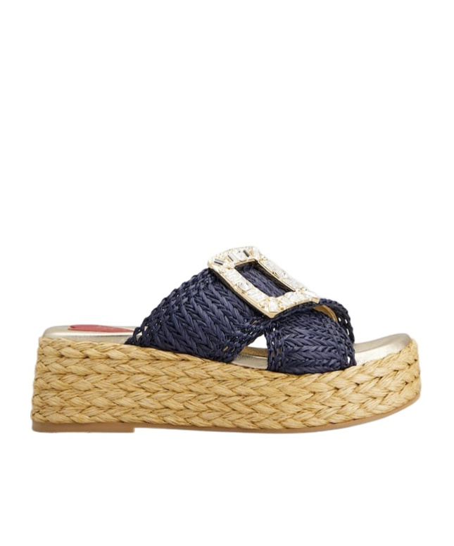 ROGER VIVIER WEDGE MULES IN RAFFIA