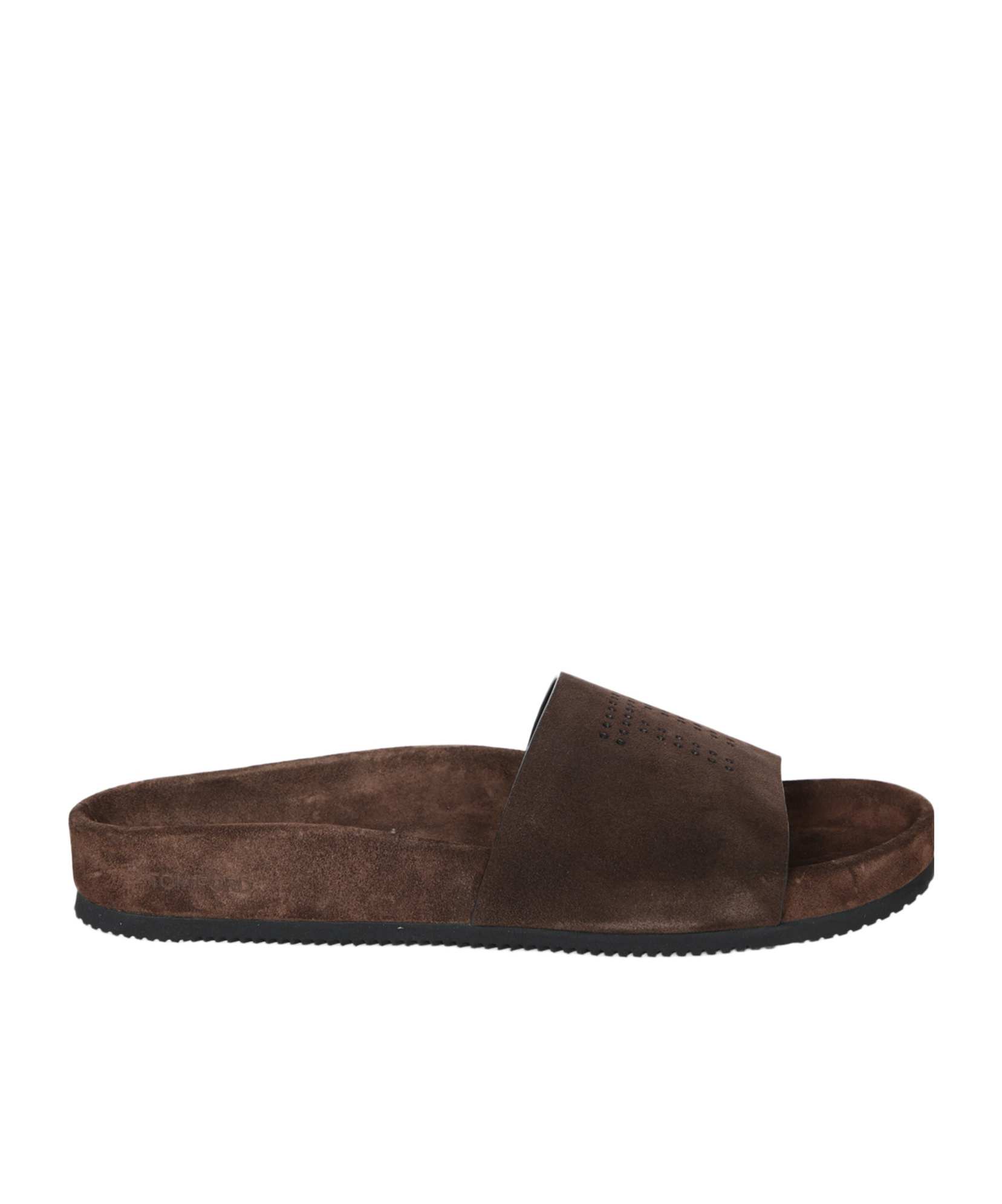 Tom Ford Brown Slides With Suede Texture And Sturdy Sole In Brown