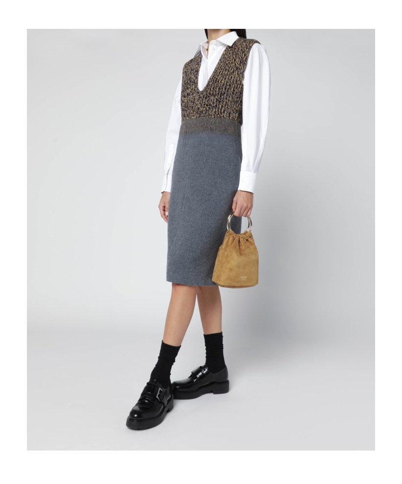 Prada Logo Bucket Bag In Brown