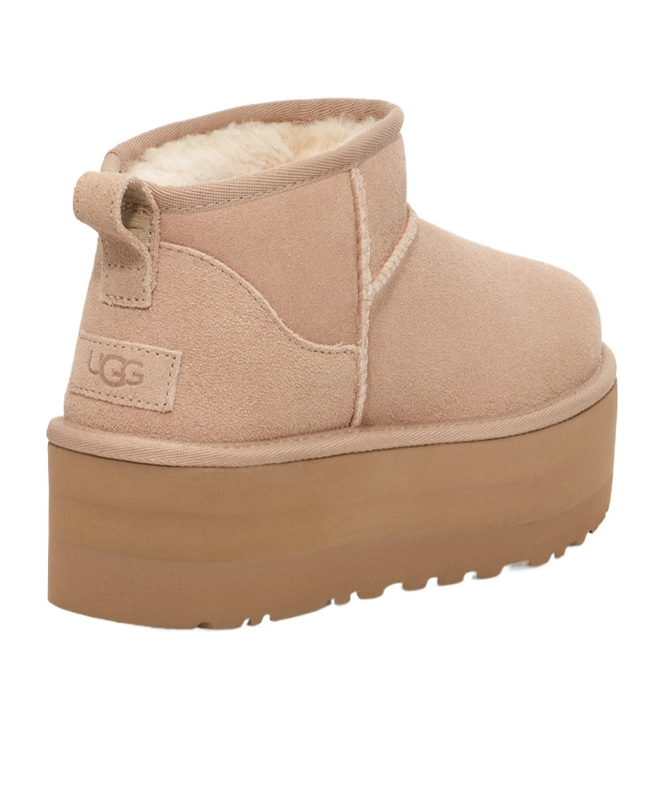Ugg Womens Beige Classic Ultra Mini Suede And Shearling Platform Ankle Boots Eur 38/5 Uk In Brown