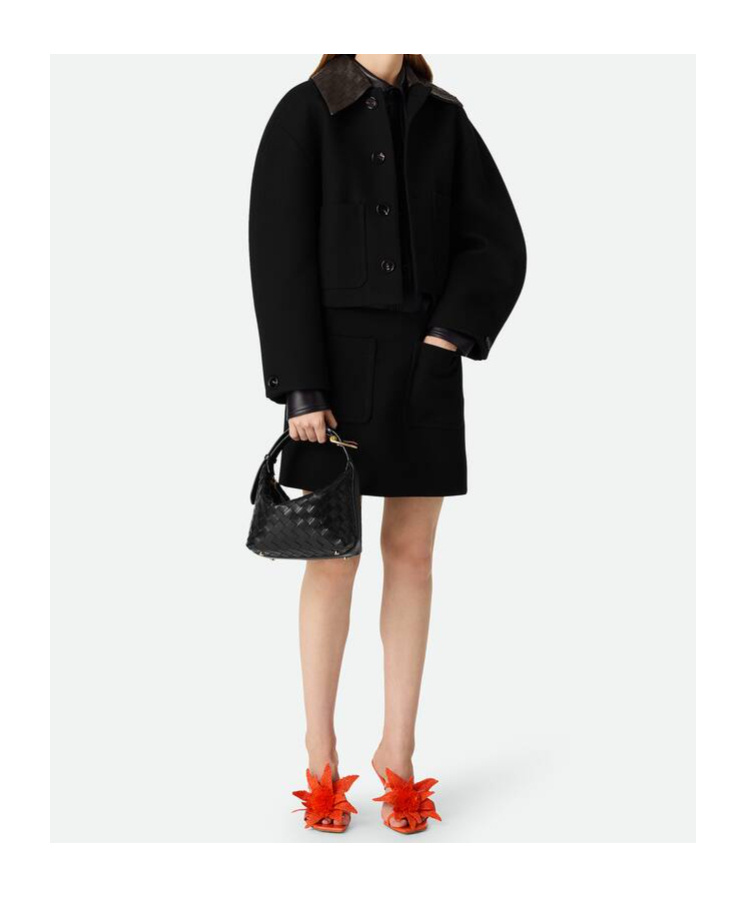 Bottega Veneta Button-front Cotton Jacket In Black