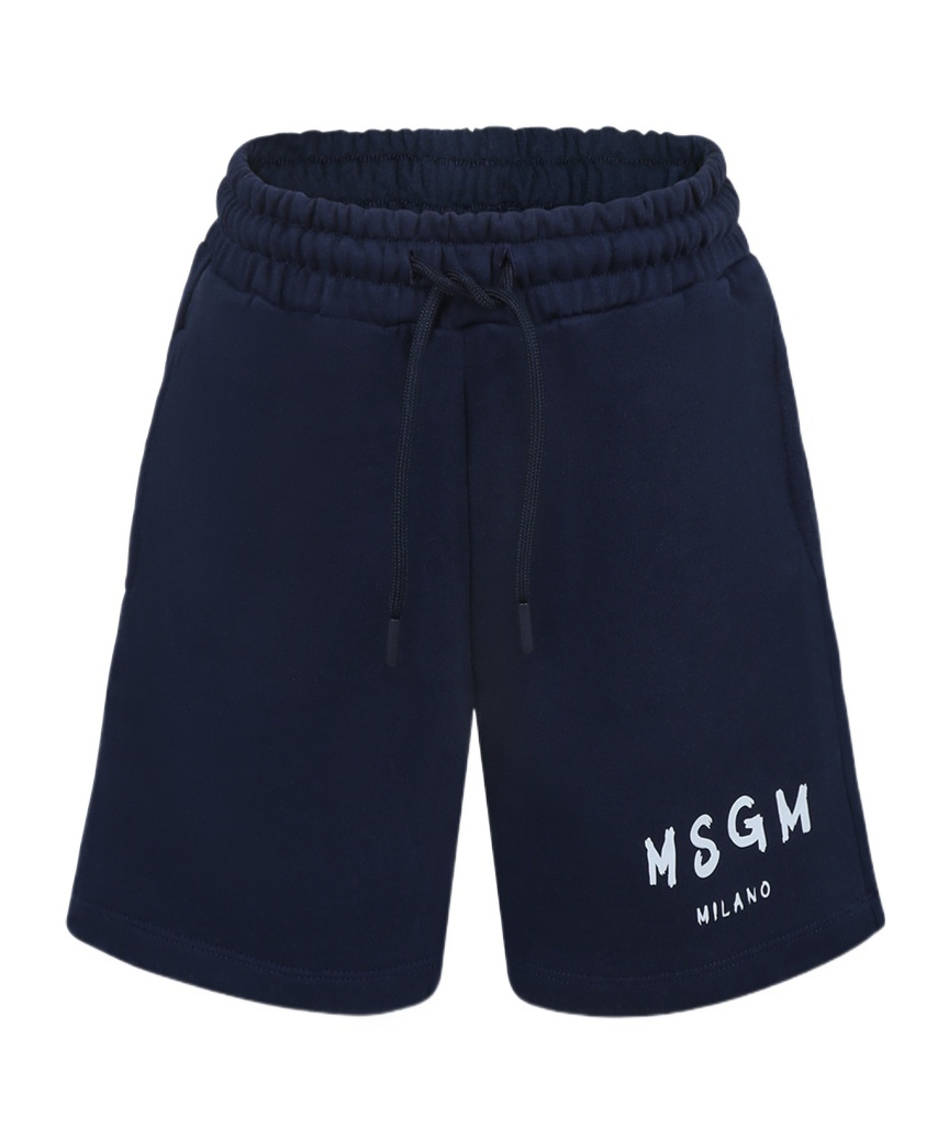 MSGM LOGO-PRINT COTTON SHORTS