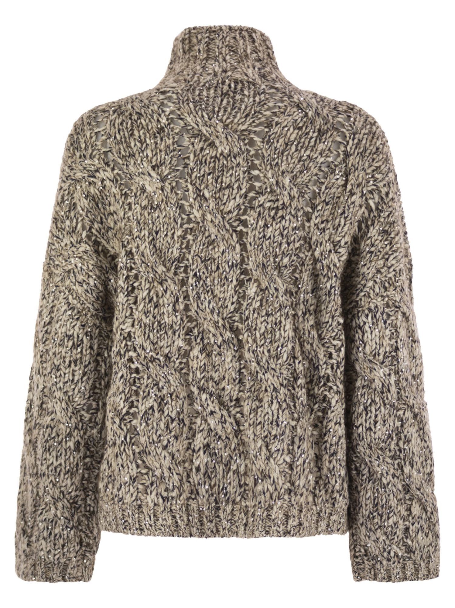 Brunello Cucinelli Women Wool And Cashmere Sweater With Sequins In Neutral