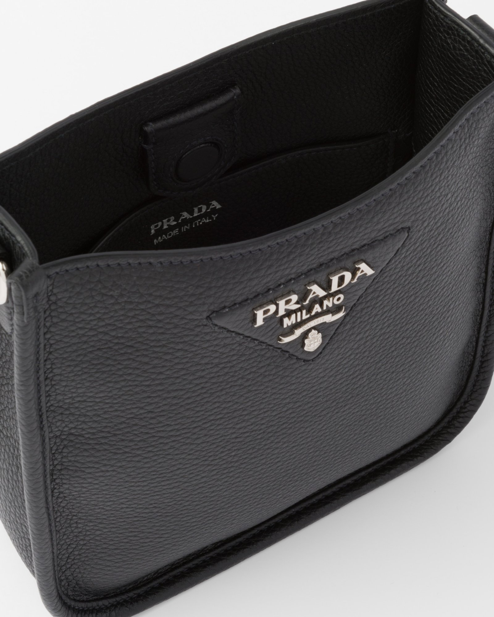 Prada Leather Mini Shoulder Bag In Black