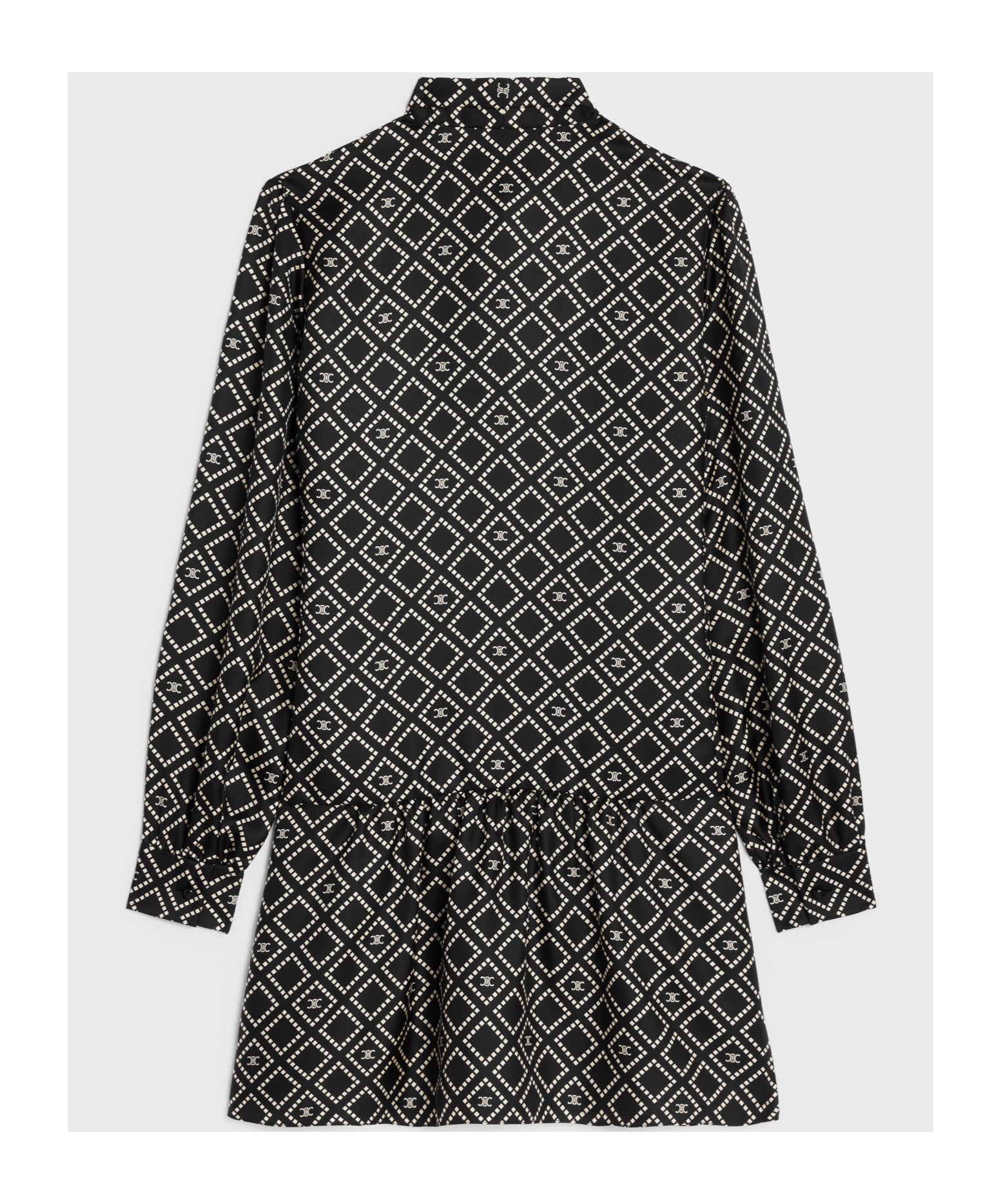 Celine Twill Mulberry Silk Hanging Mini Dress In Black