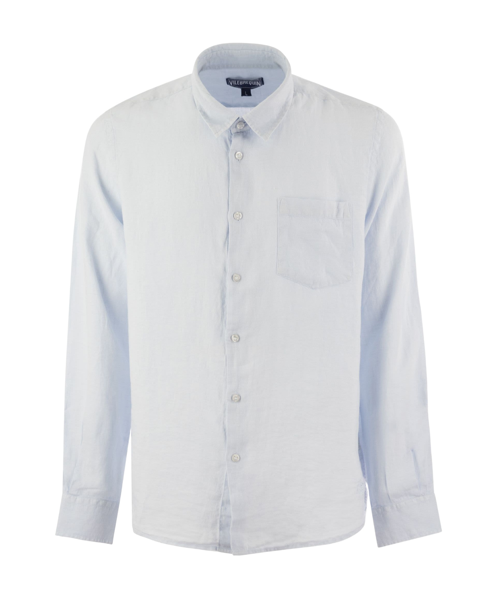 Vilebrequin Caroubis Long-sleeved Linen Shirt In White