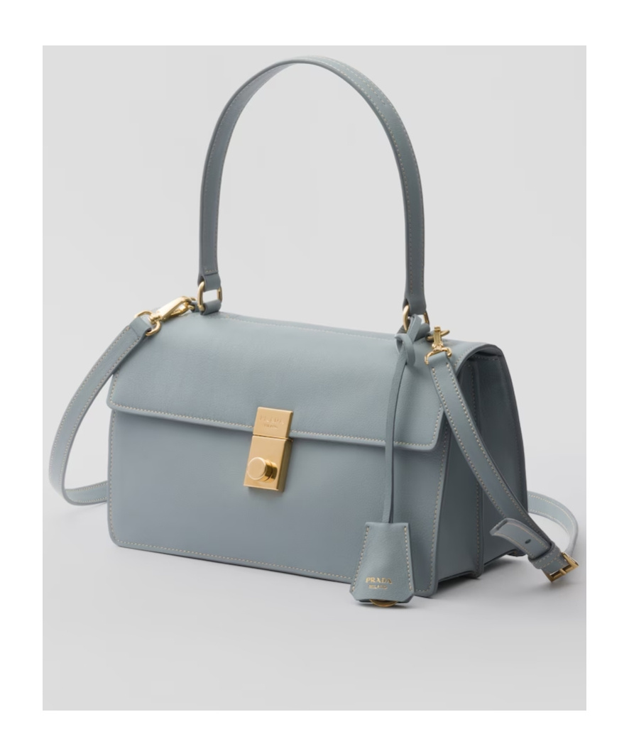 Shop Prada Soft Sound Medium Leather Shoulder Bag In Opal