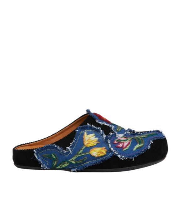 Marni Floral Embroidered Flat Back Sandals In Multi