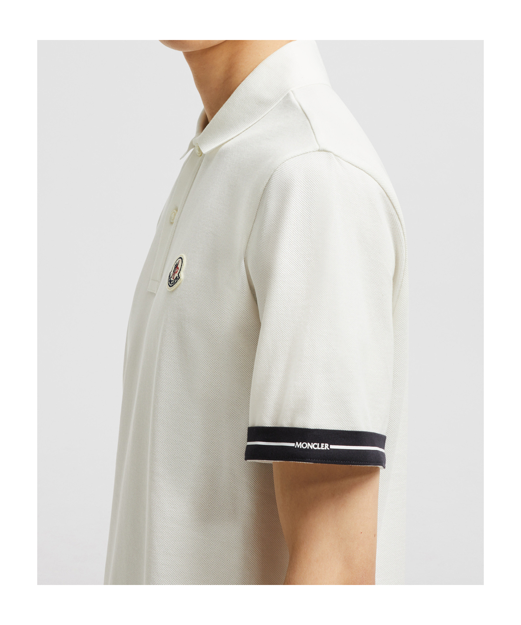 Moncler Polo Shirt With Lapel Short Sleeve In White