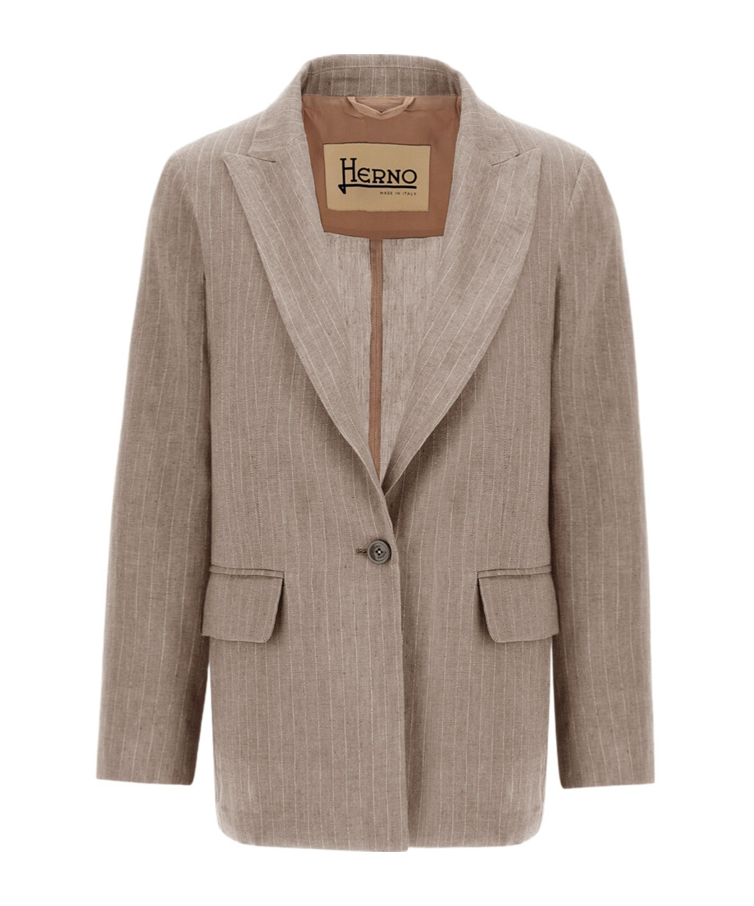 Herno Single-breasted Tailored Jacket In Brown