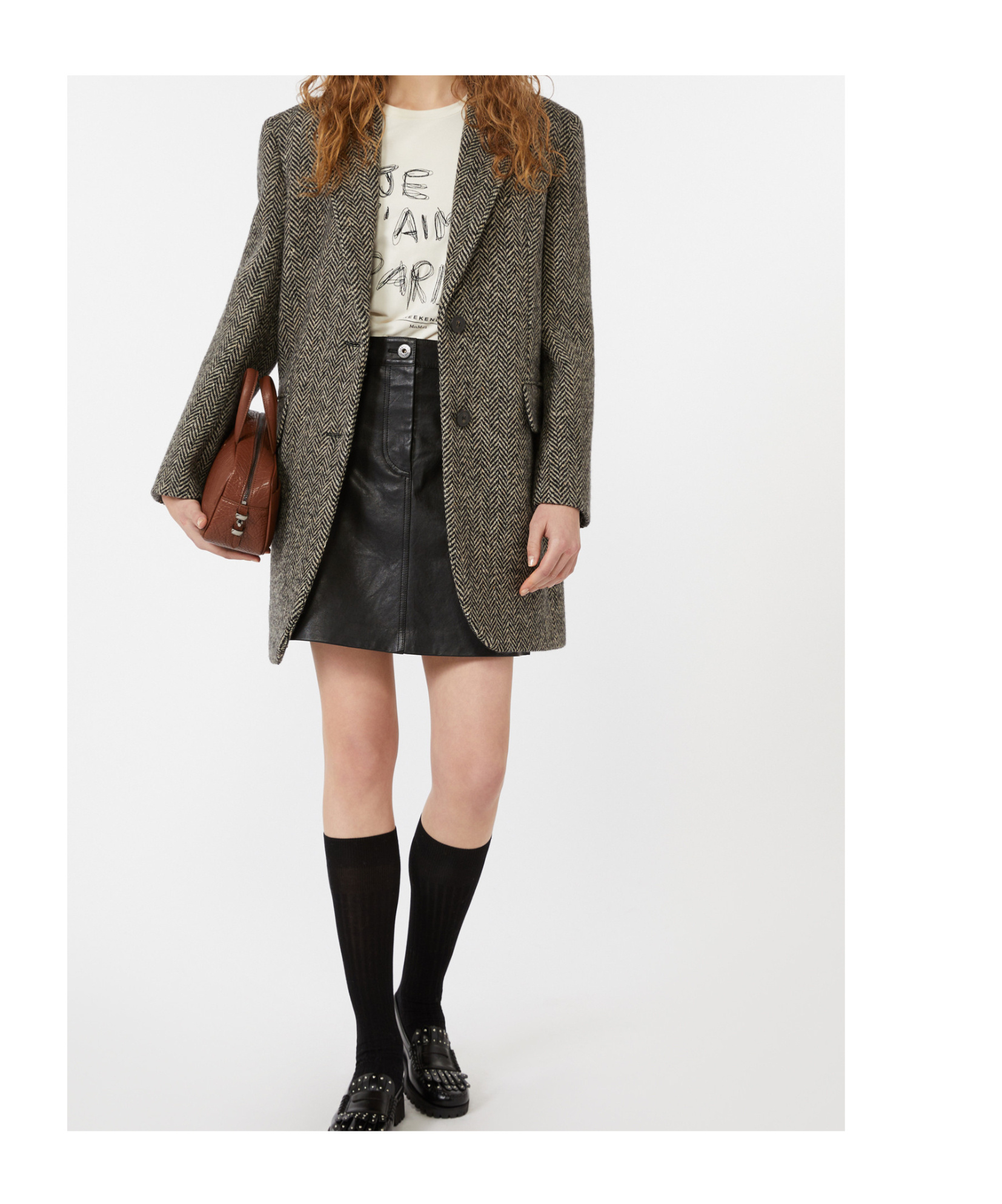 Weekend Max Mara Abrigo De Cierre Sencillo De Tweed In Gray