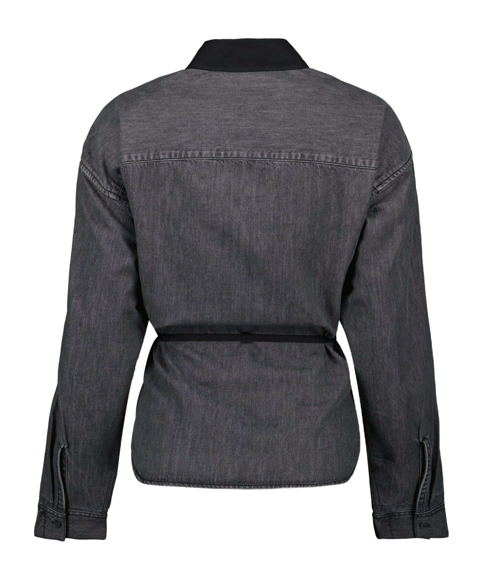 Diesel Wrap Shirt In Poplin And Denim In Black