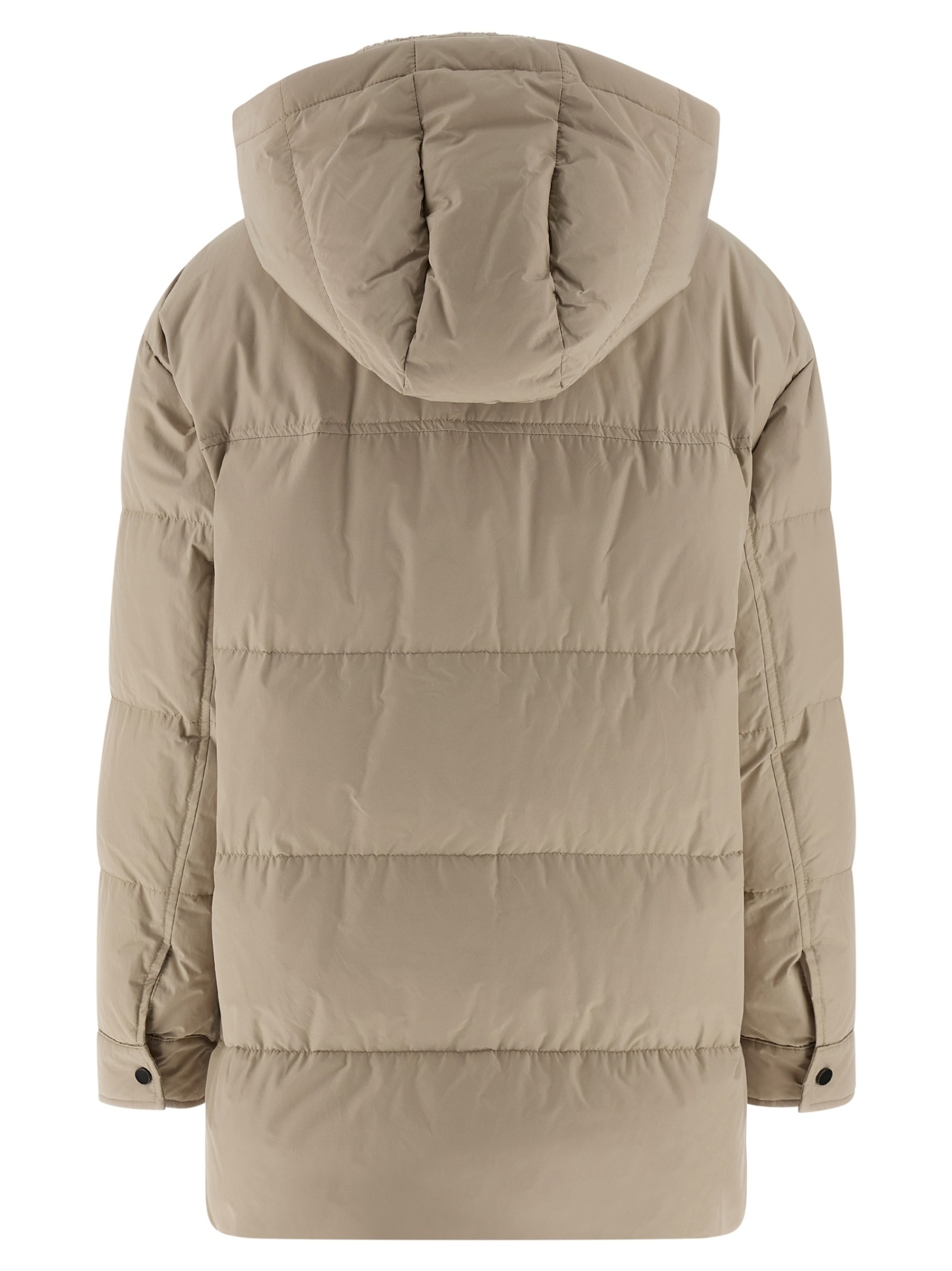Brunello Cucinelli Knitted Neck Down Jacket In Neutral