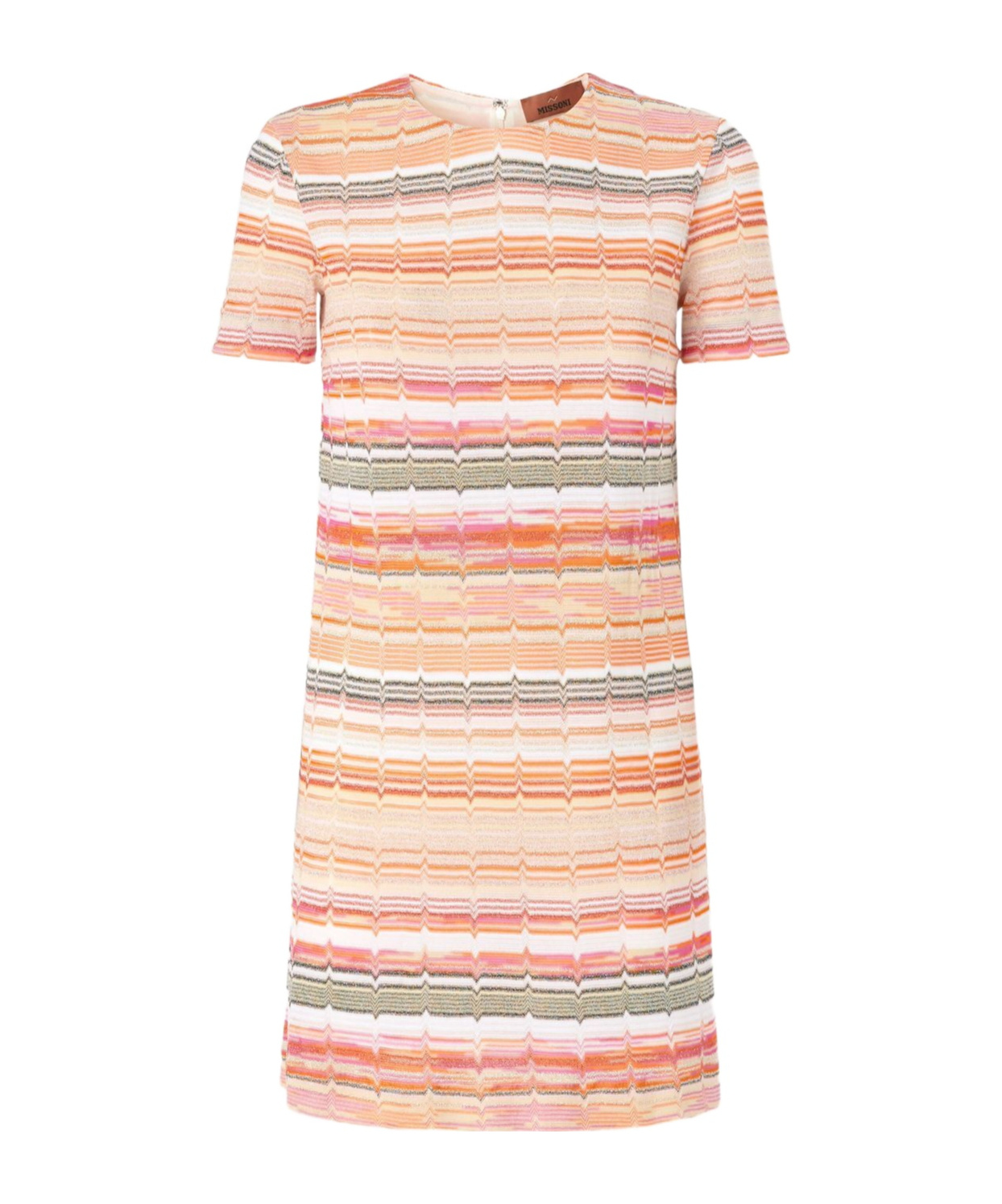 Missoni Metallic Chevron Short-sleeve Mini Dress In Nude