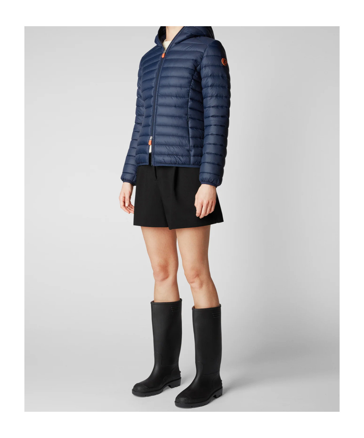 Save The Duck Vicky Short Hooded Basic Jacket In Blue