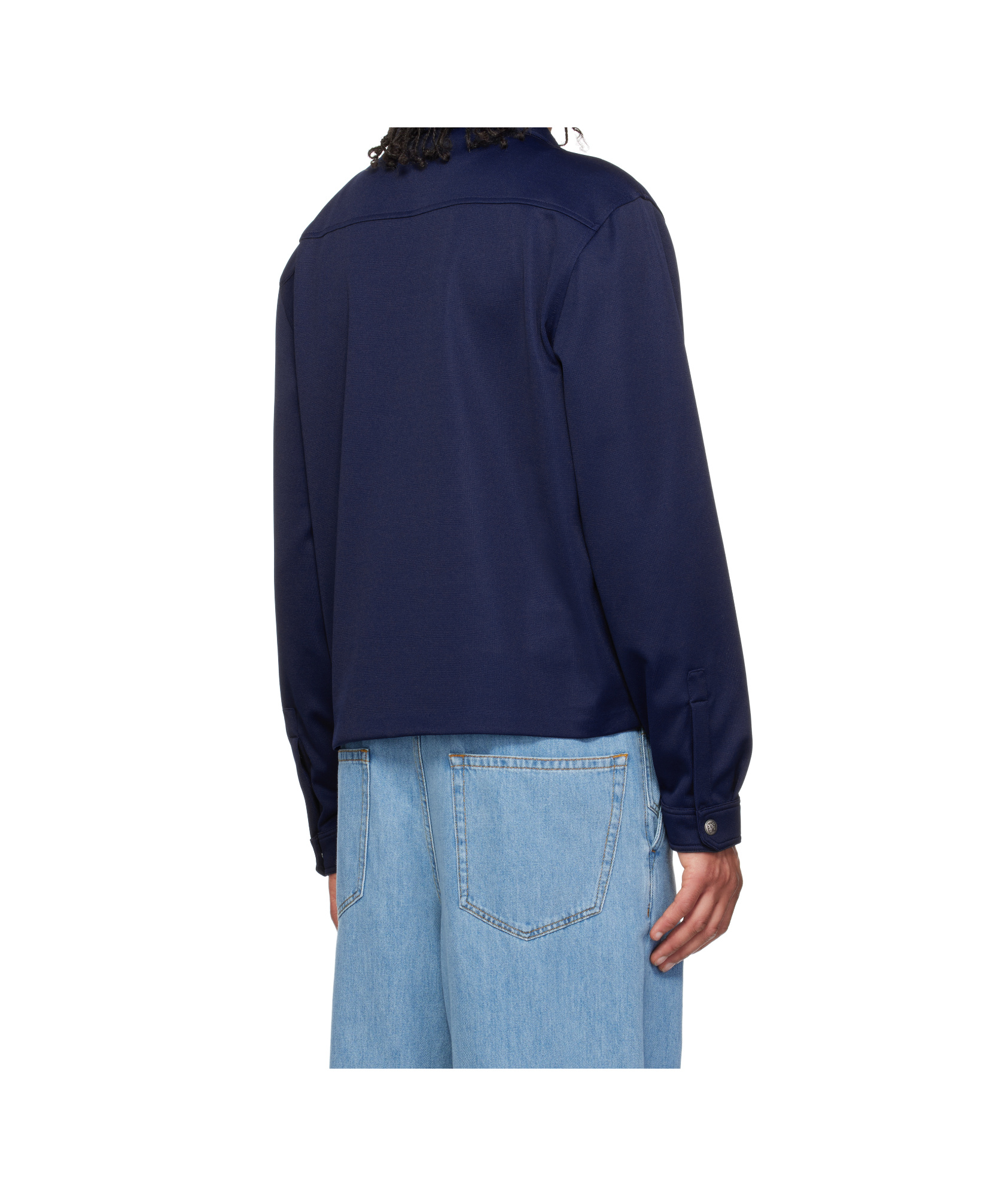 Palm Angels Long Sleeve Casual Jacket In Navy Blue