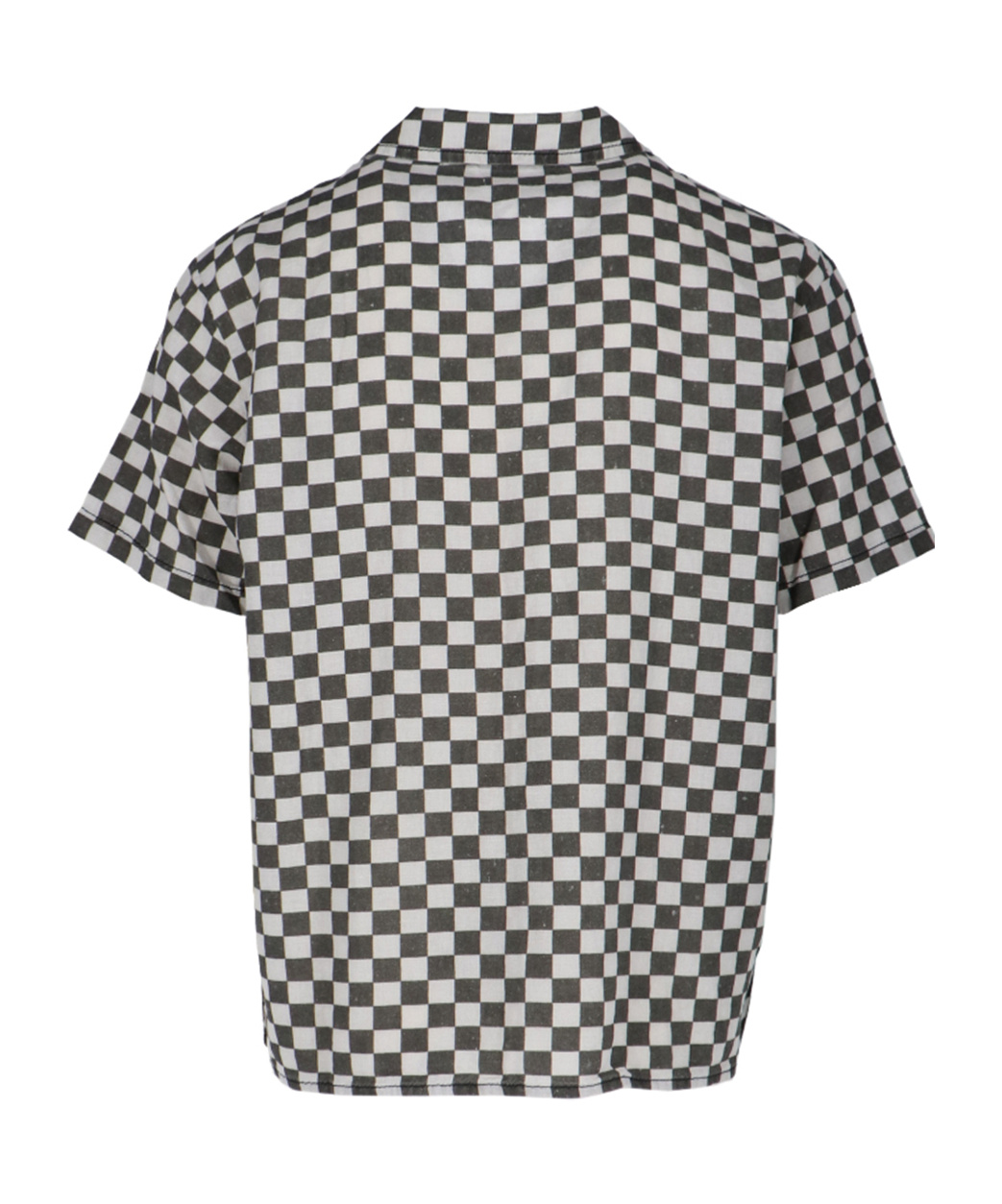 Erl Black And White Bowling Shirt With Check Motif In Black