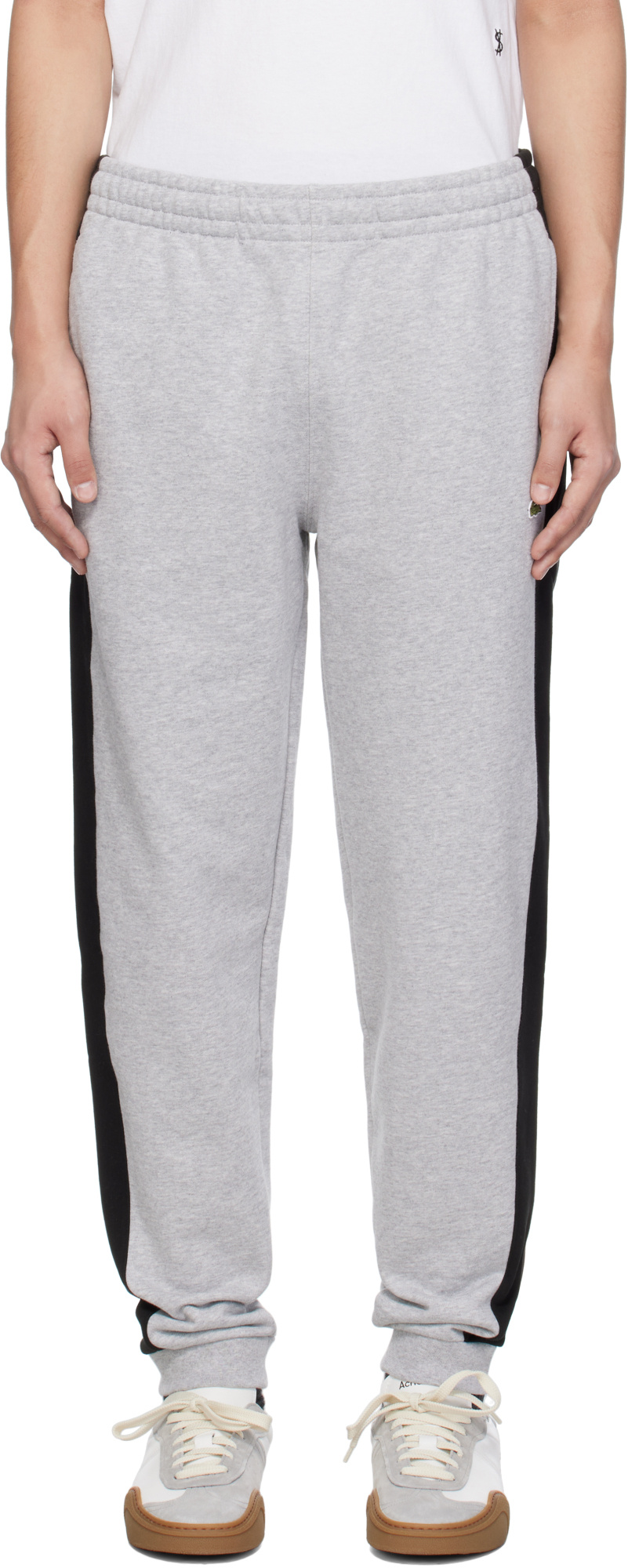 Lacoste Tapered Fit Colorblock Sweatpants In Gray