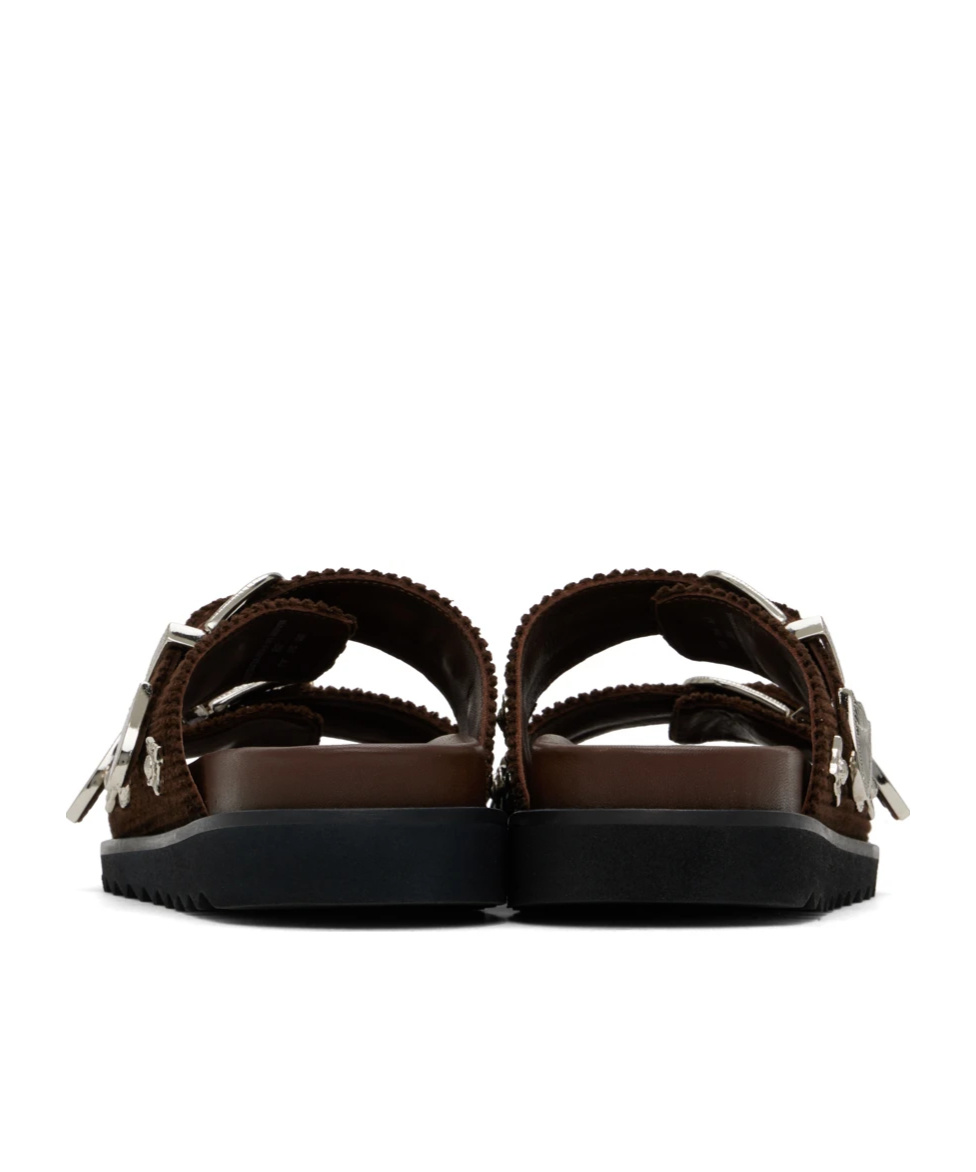 Toga Pin Button Detail Slippers In Black