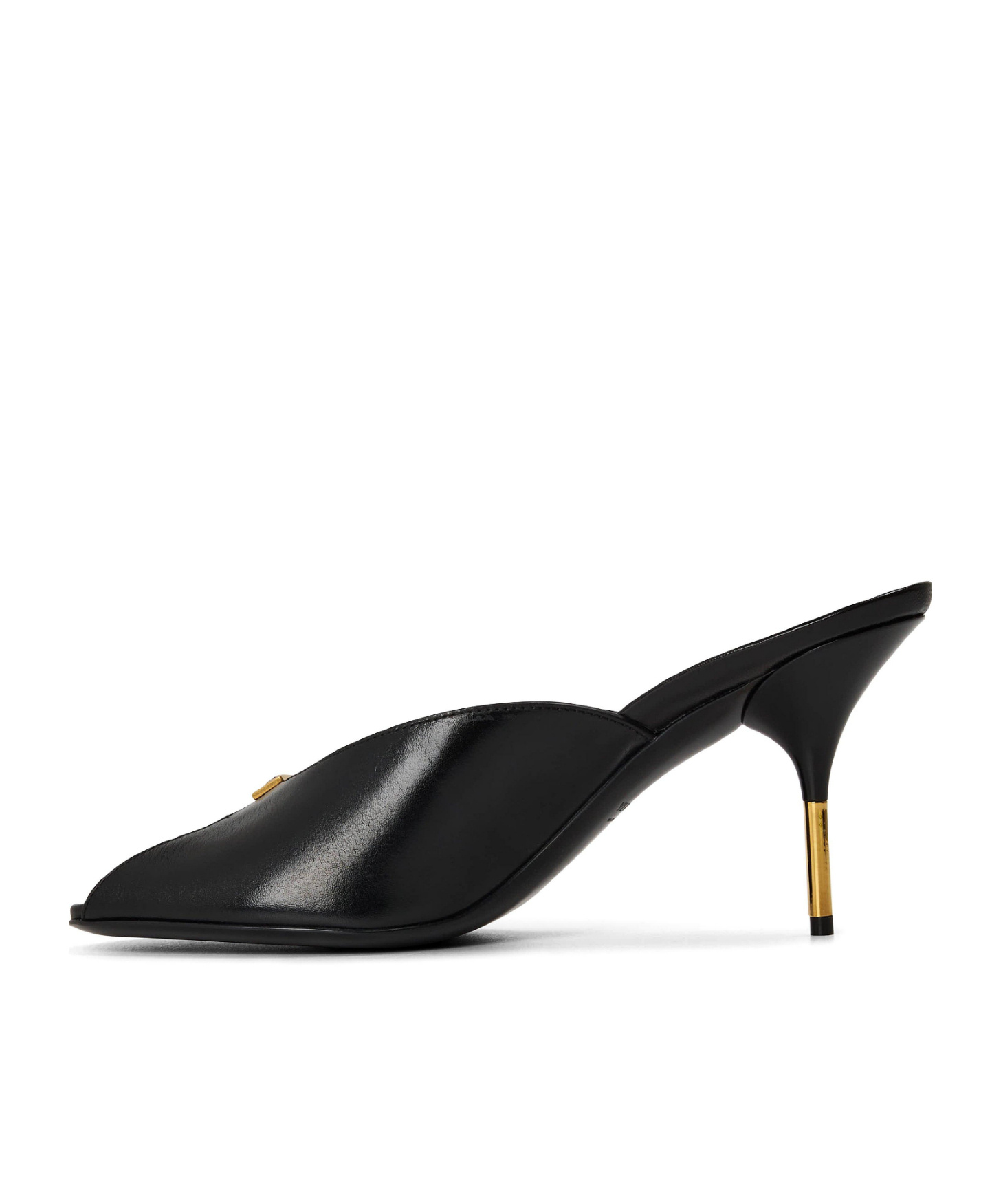 Versace Solid Color Heeled Mules In Black