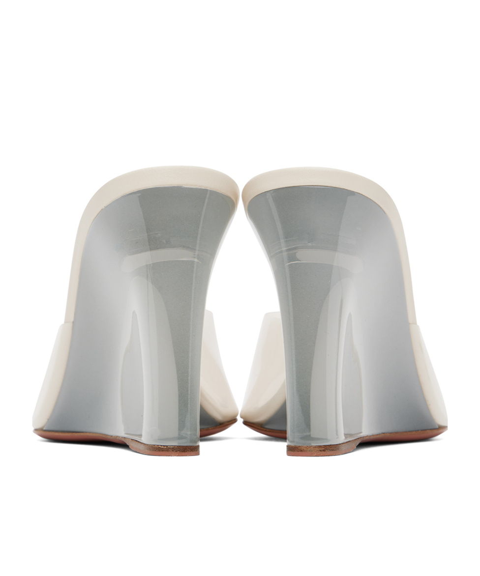 Shop Amina Muaddi Lupita Open-toed Wedges In White