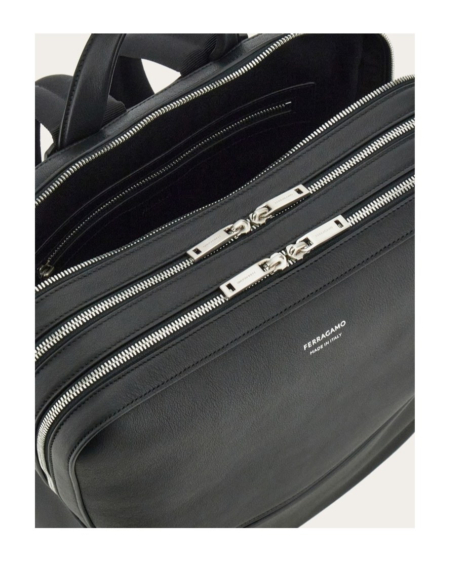 Ferragamo Grained Leather Backpack In Black