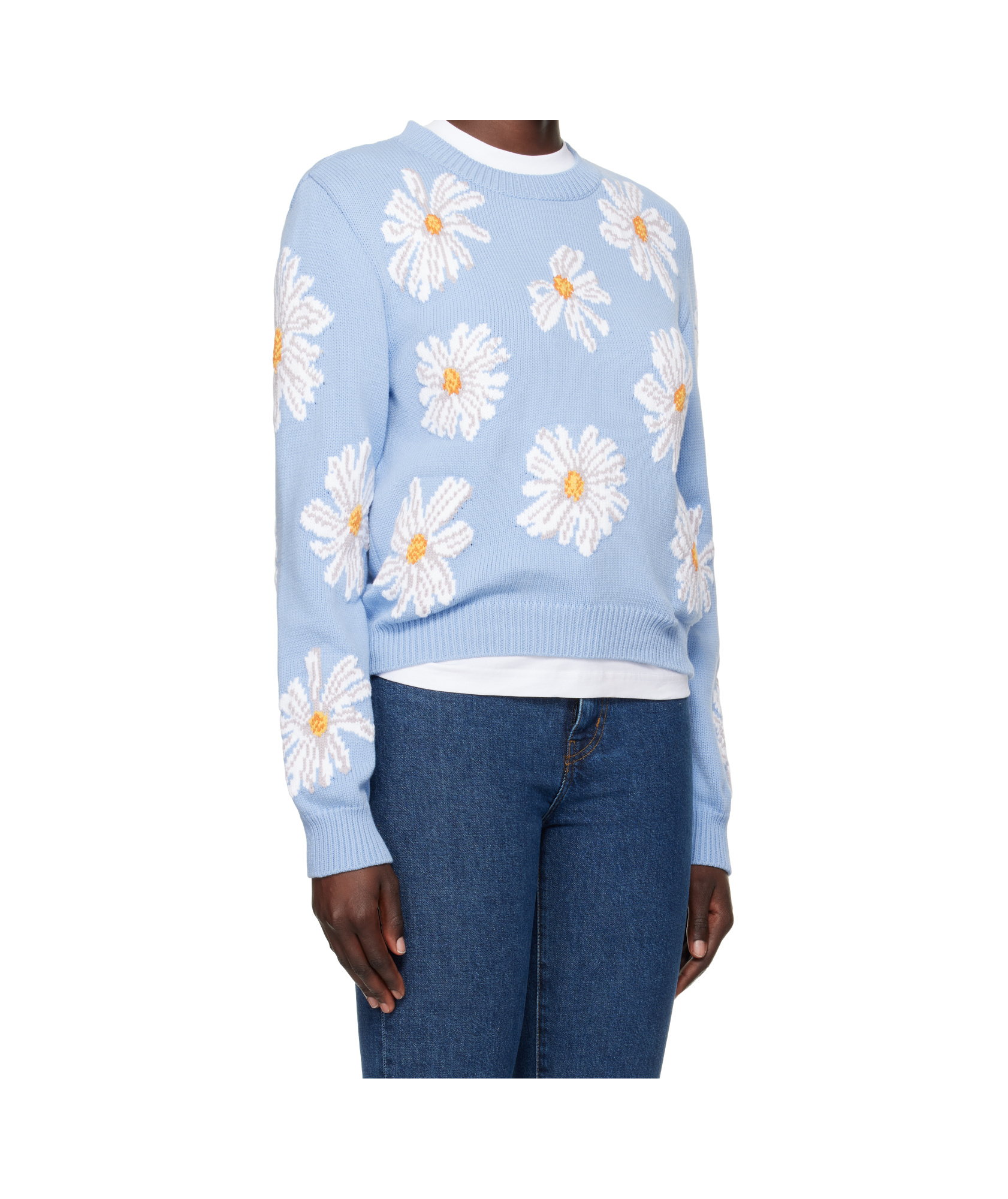 Moschino Blue All Over Daisy Print Sweater In Blue