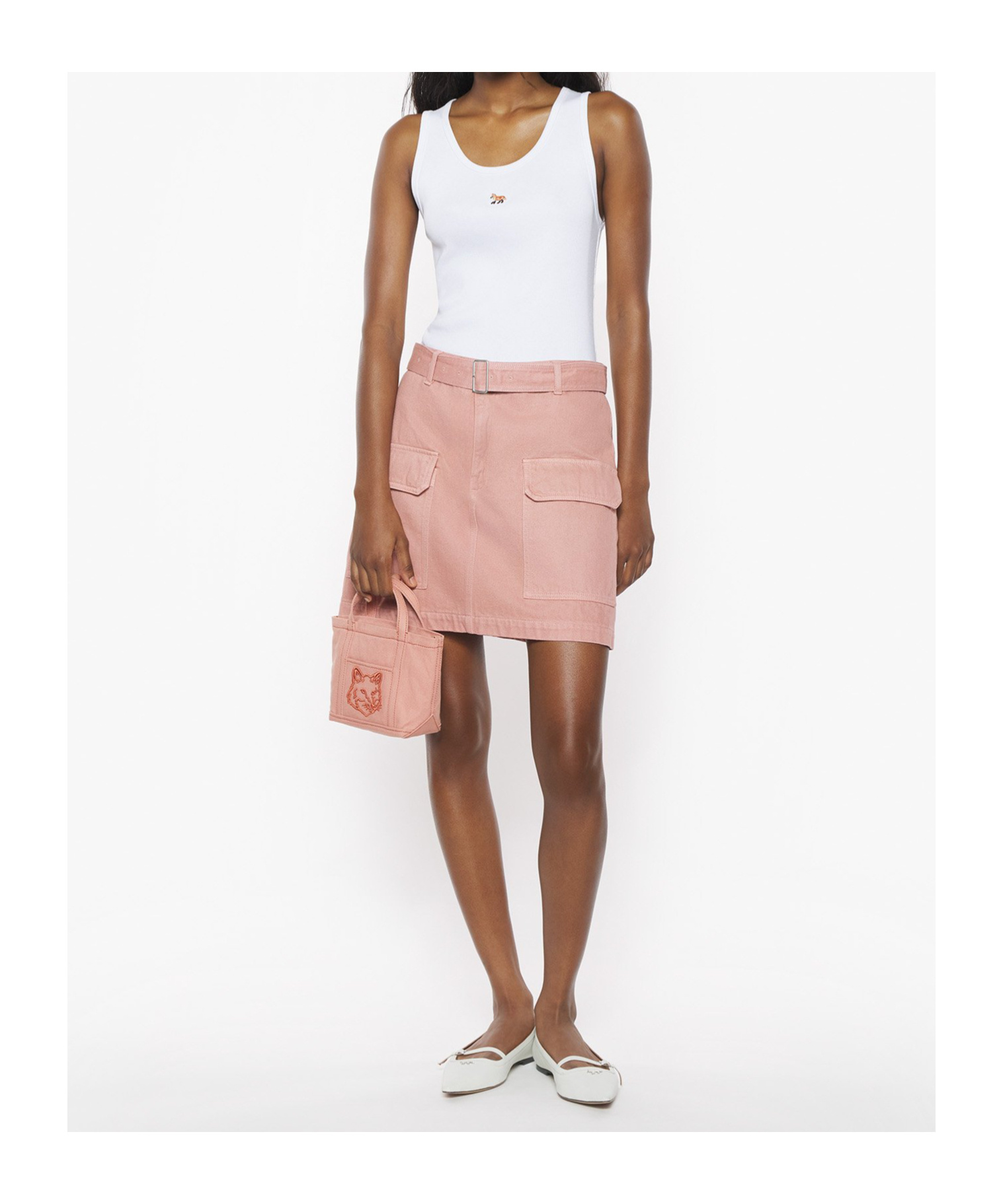 Shop Maison Kitsuné Belted Utility Mini Skirt