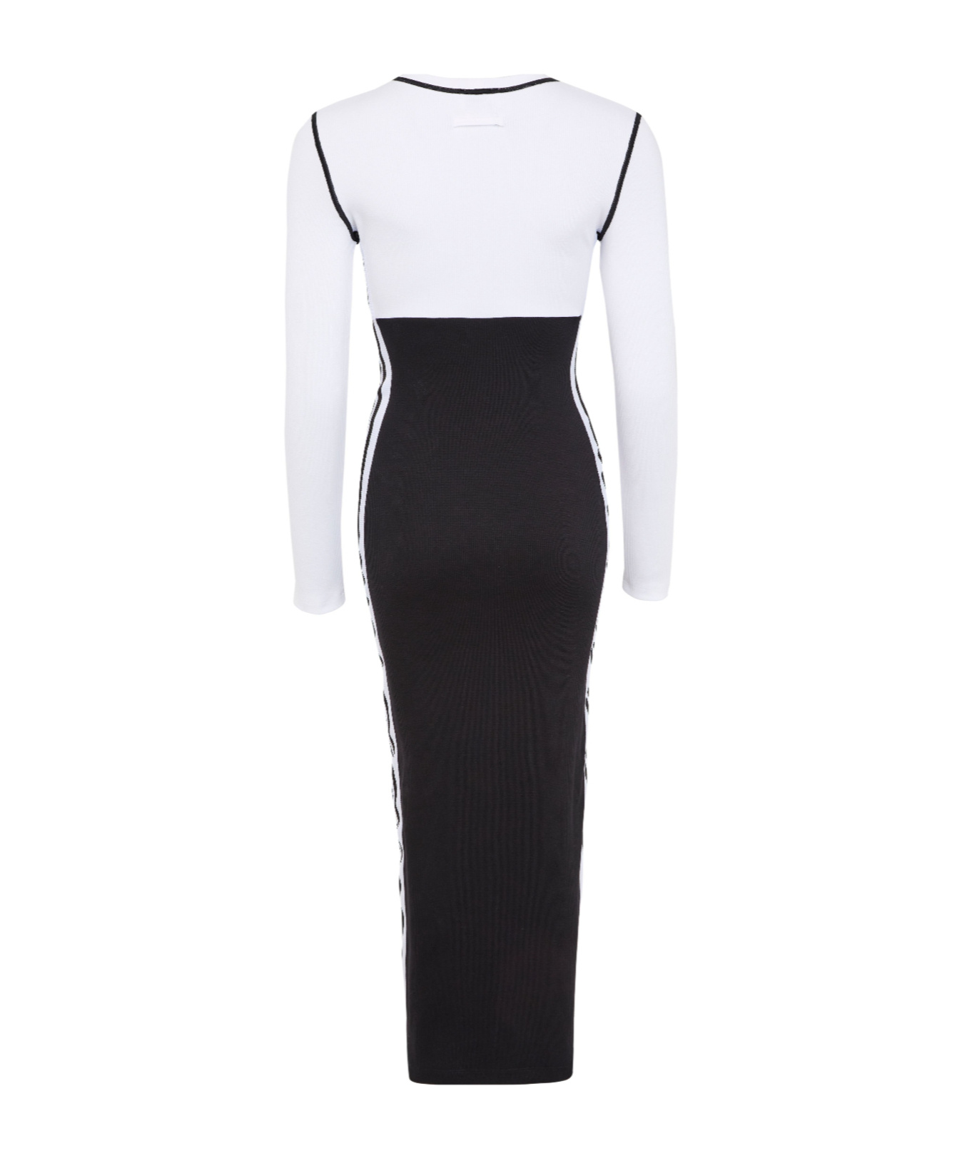 Jean Paul Gaultier Striking Black And White Color-block Midi Dress In Multi