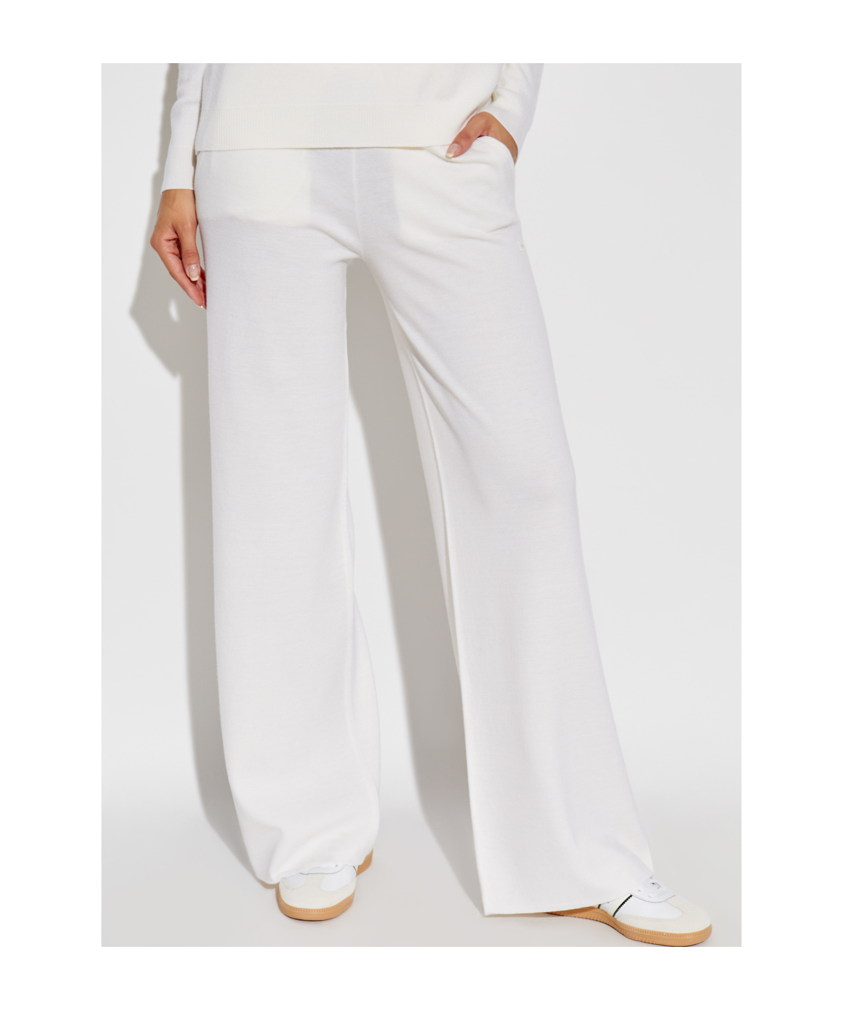 Max Mara Rio Cotton Blend Poplin Pants In White