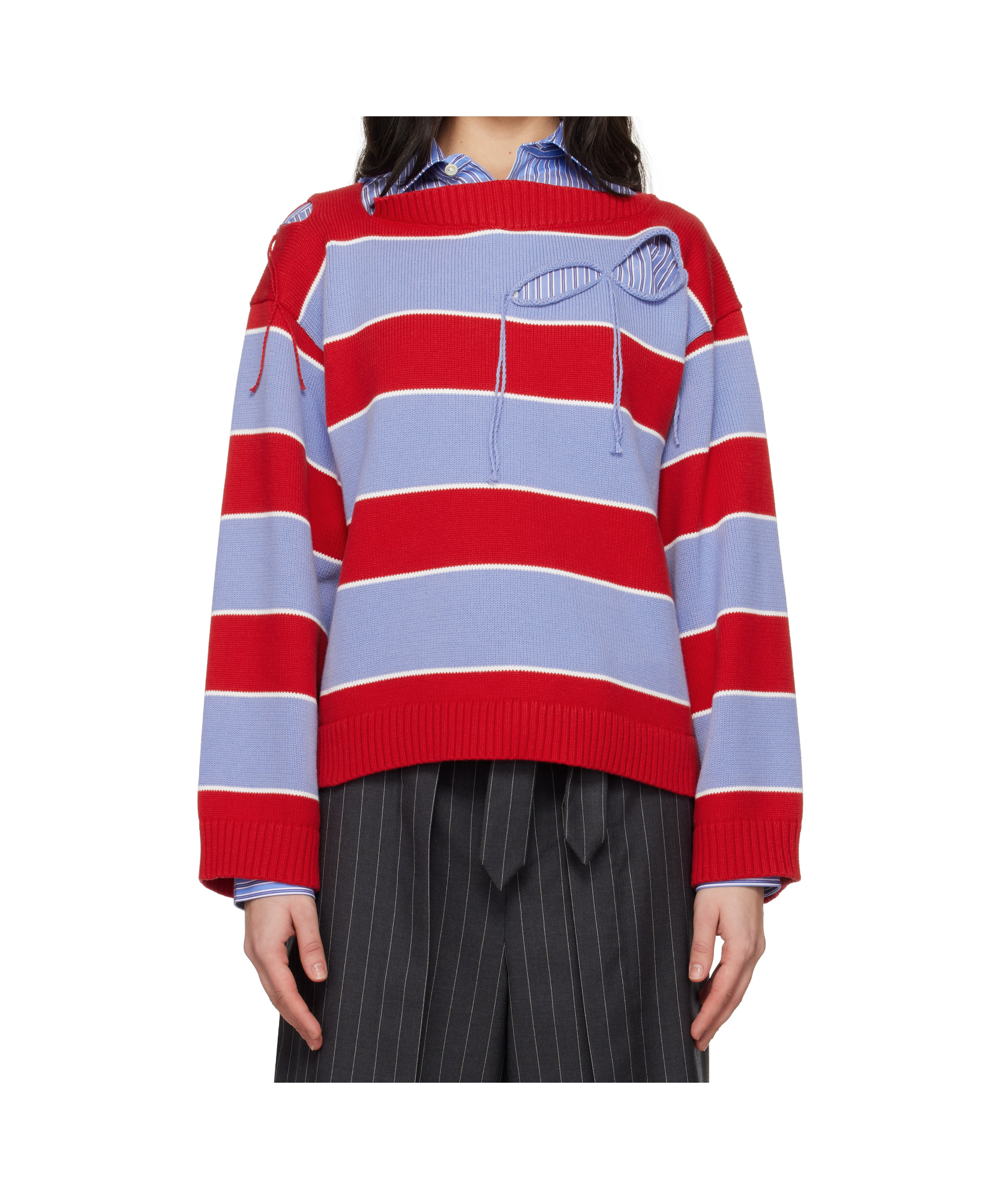 Charles Jeffrrey Loverboy Slash Stripe Sweater In Red