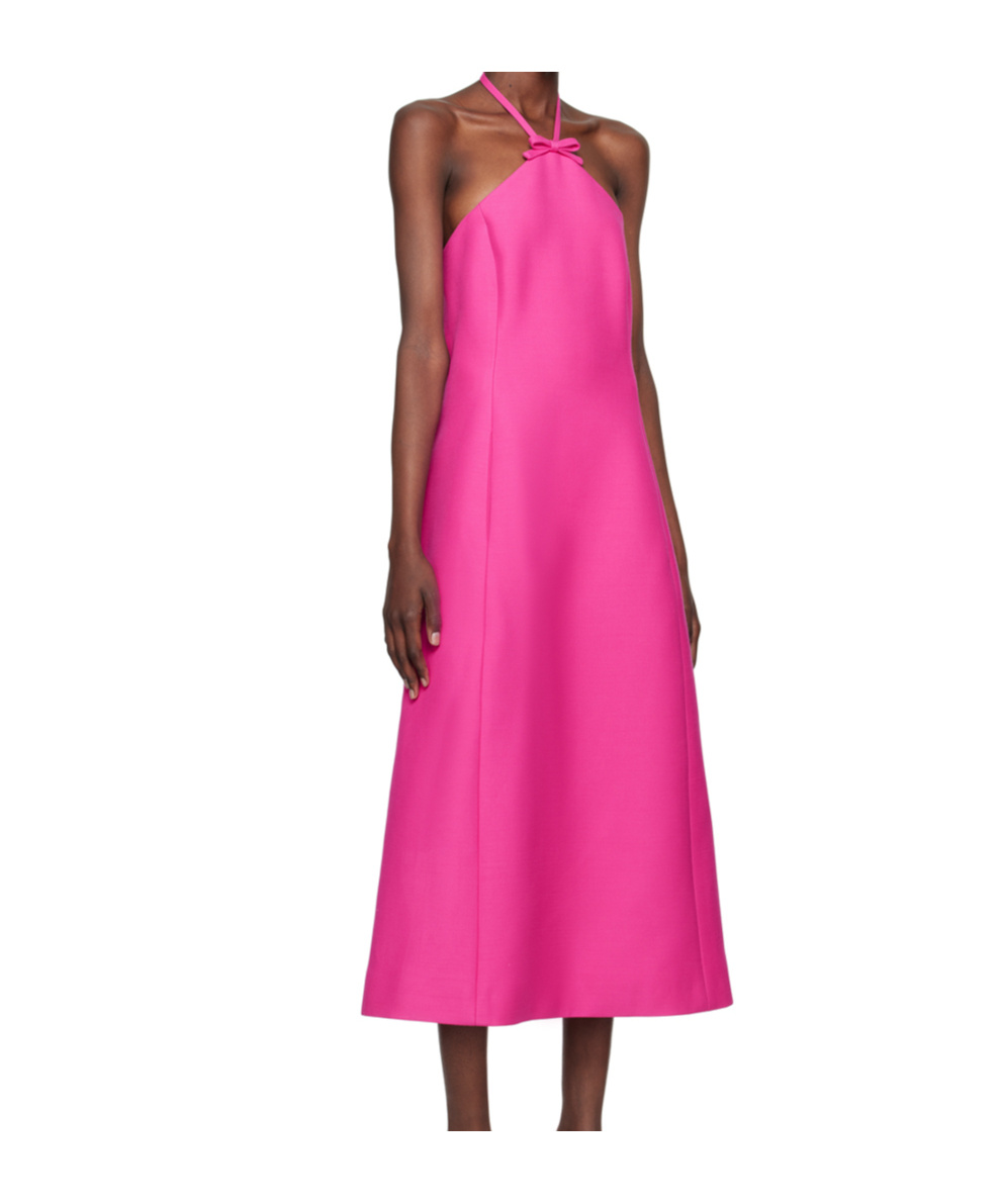 Valentino Pink Crepe Couture Midi Dress In Pink