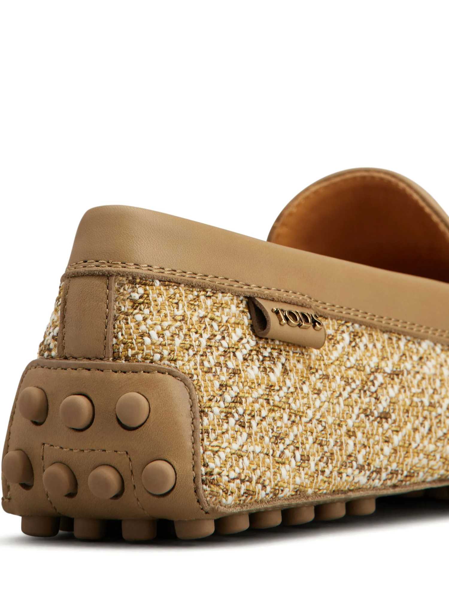 Shop Tod's Tweed Loafers In Sand Beige