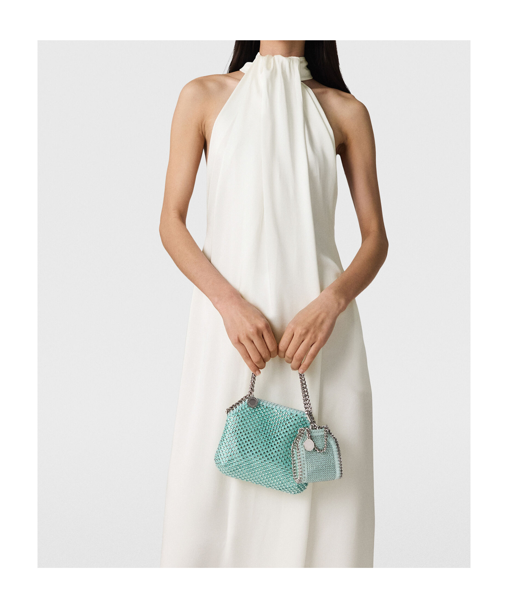Stella Mccartney Halterneck Panel Maxi Dress In White