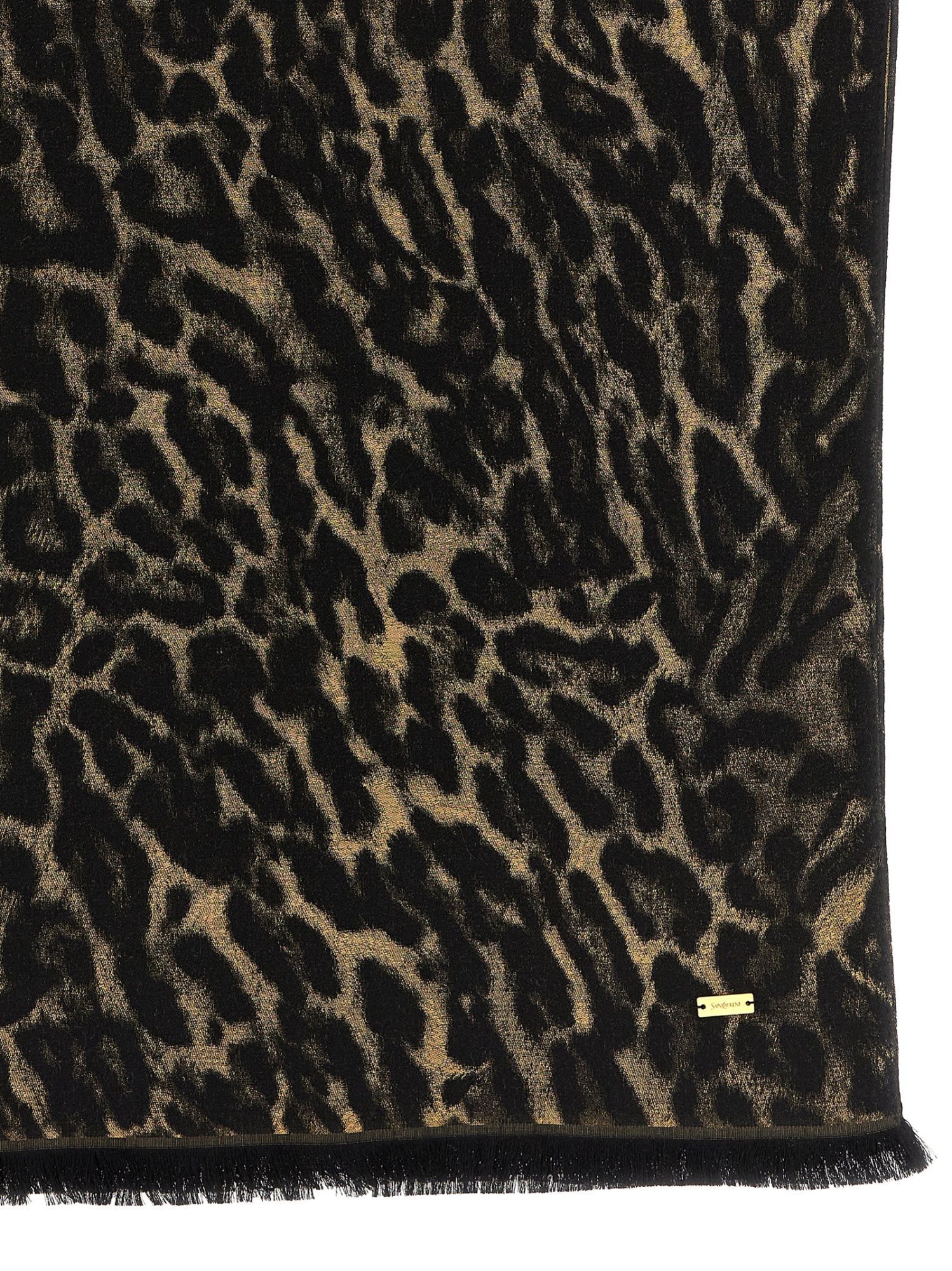 Saint Laurent Patterned Scarf In Brown