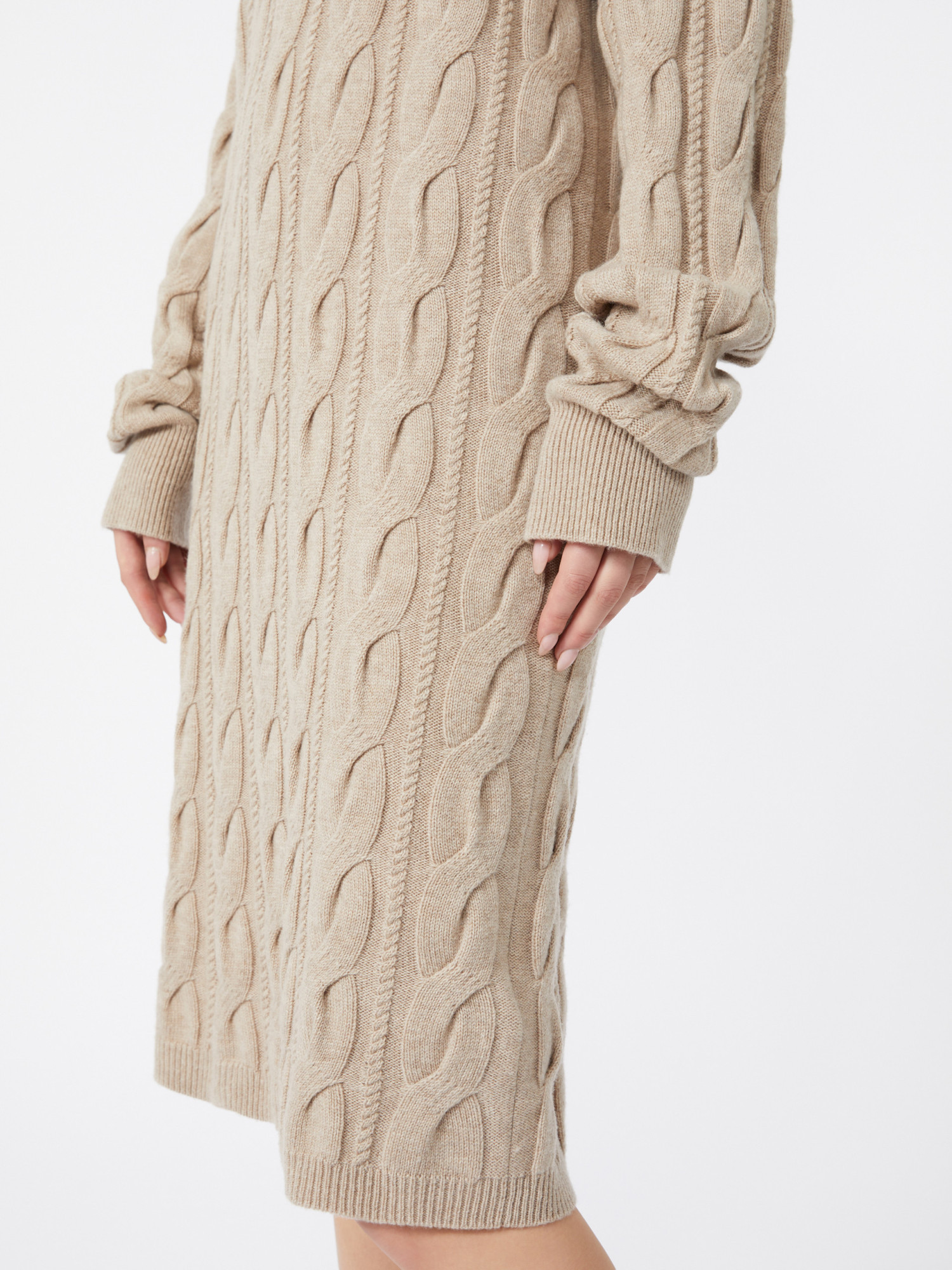 Max Mara Cable-knit Wool And Cashmere Dress In Neutral