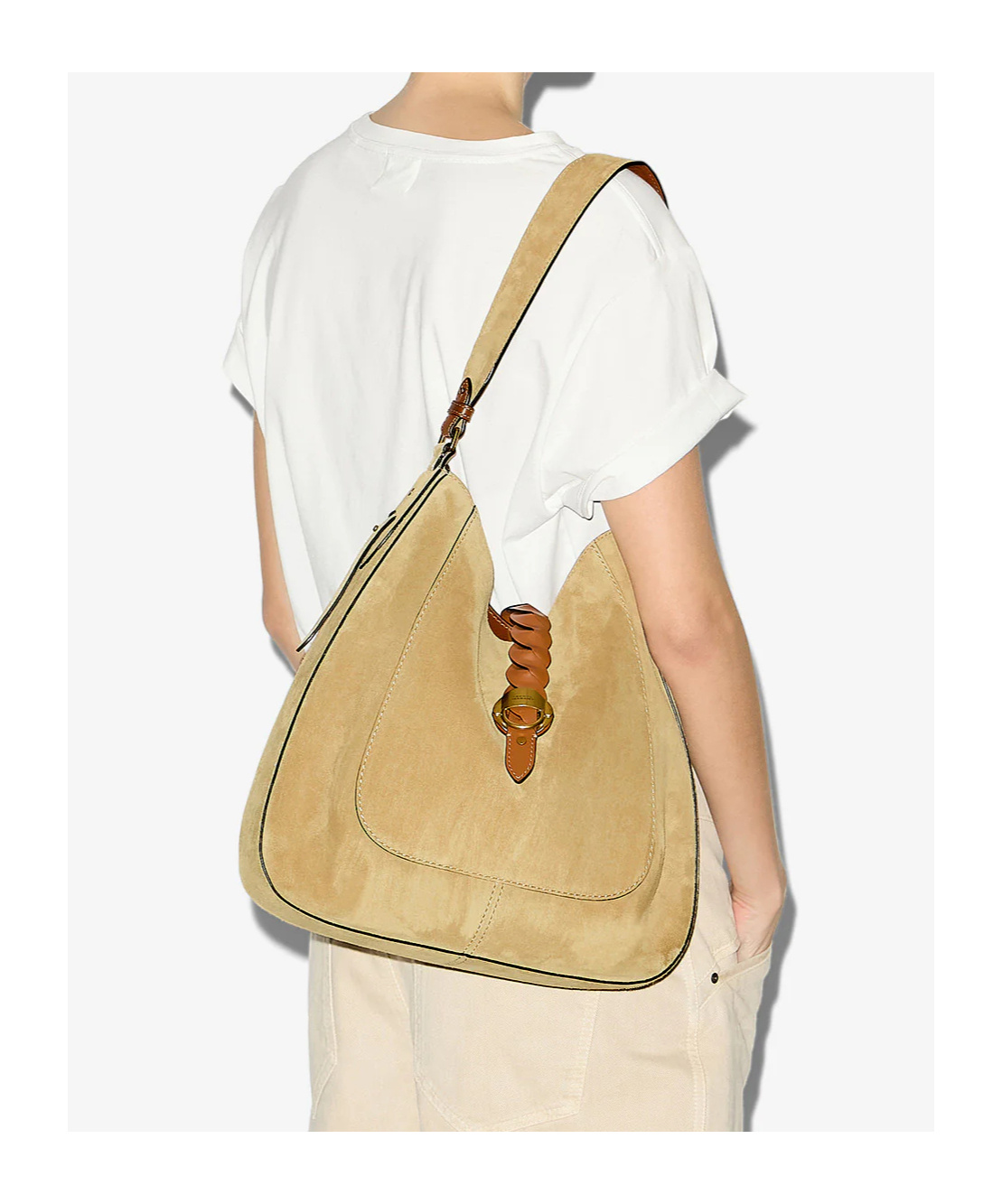 Isabel Marant Braided-detail Suede Shoulder Bag In Brown
