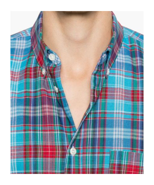 Comme Des Garçons Cerulean Blue Plaid Shirt With Button-down Collar