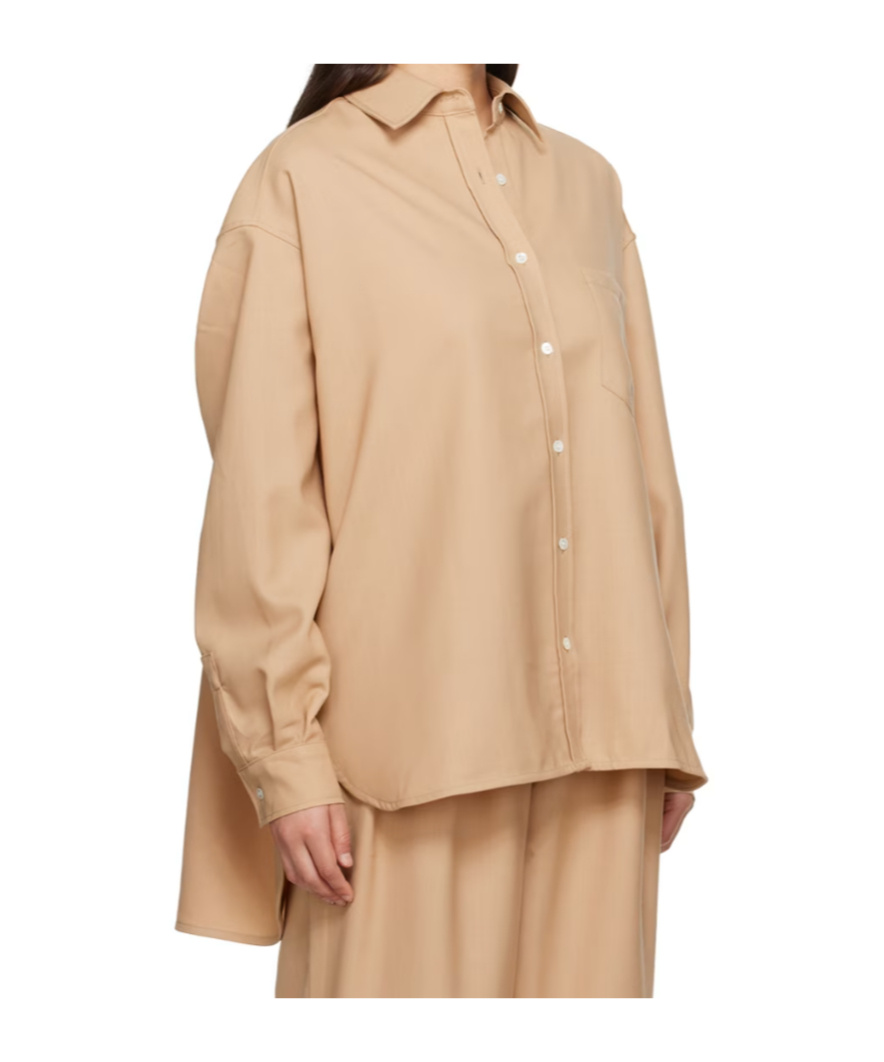 The Frankie Shop Georgia Twill Shirt In Brown