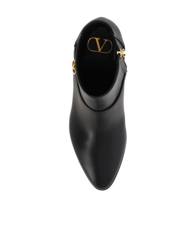 Valentino Garavani Womens Black Vlogo-plaque Leather Ankle Boots In Black