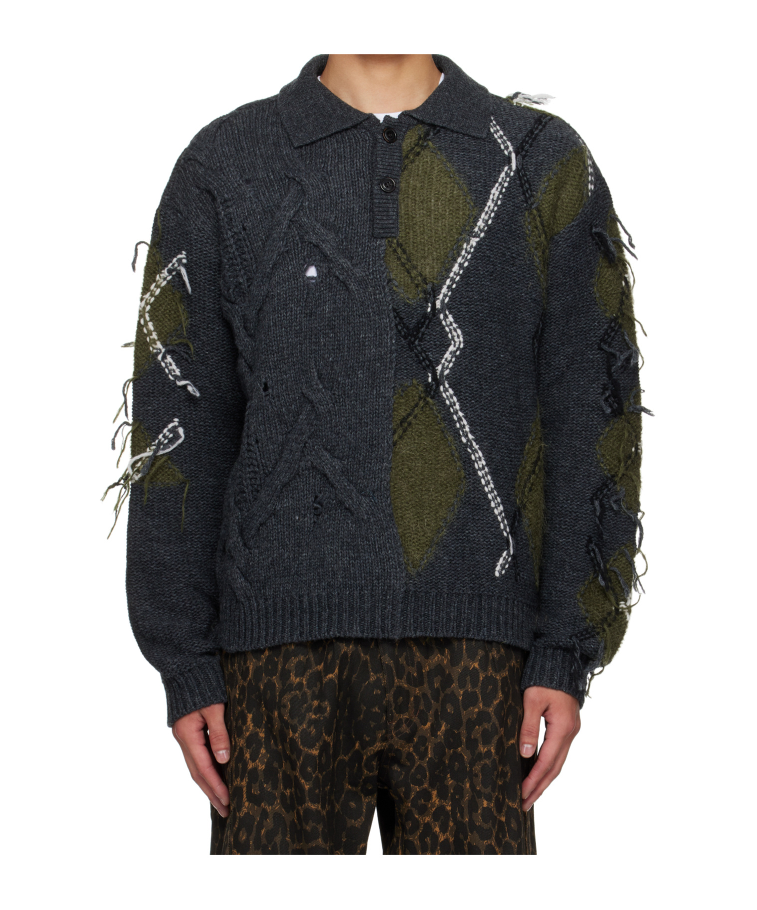 Andersson Bell Argyle Fisherman Sweater In Green