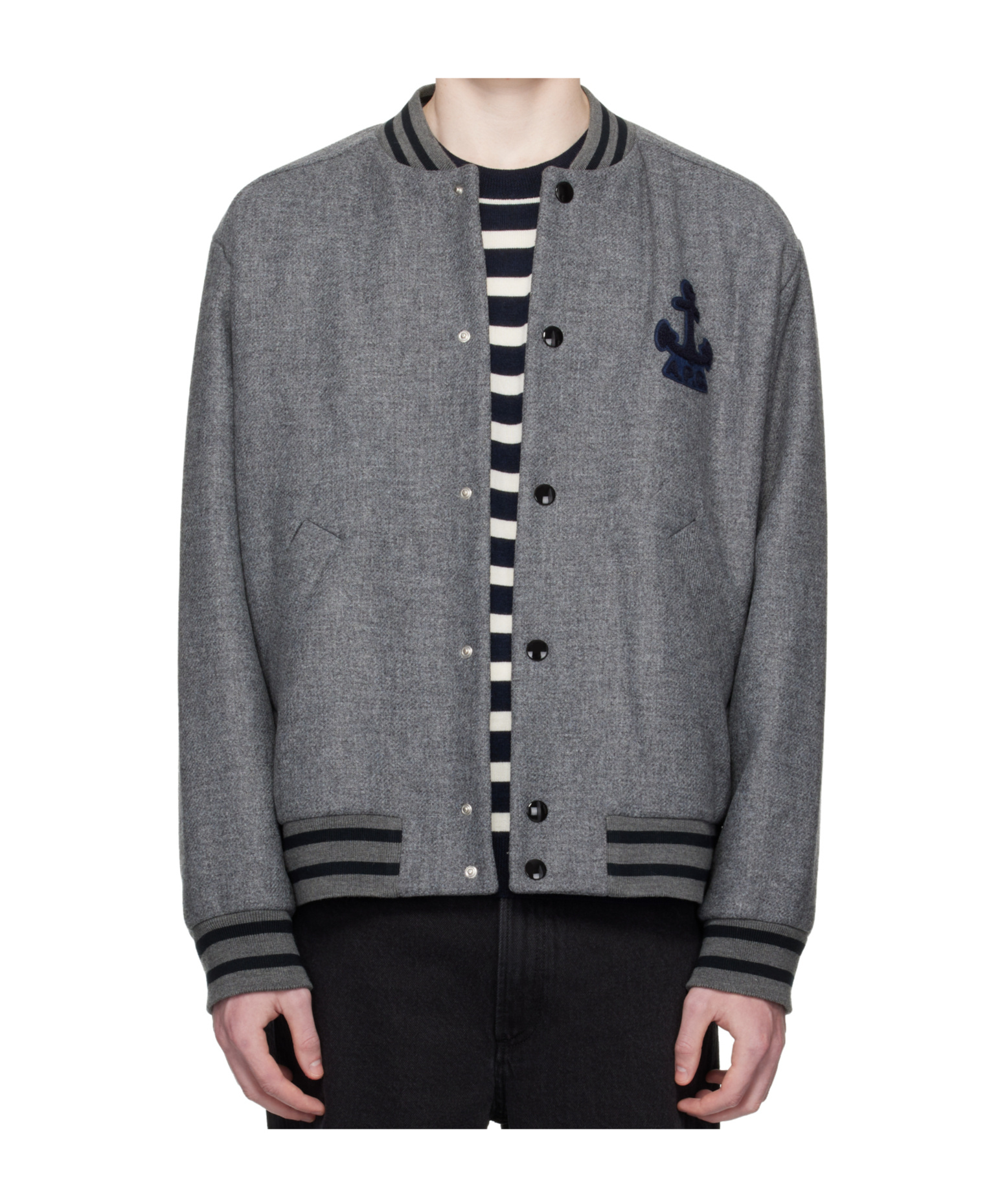 Apc Crew Neck Long Sleeve Casual Jacket In Gray