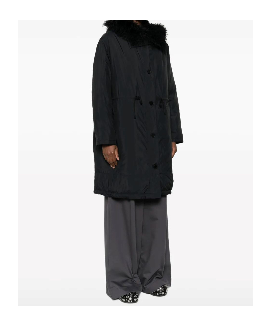 Yves Salomon Faux Fur-trim Jacket In Black