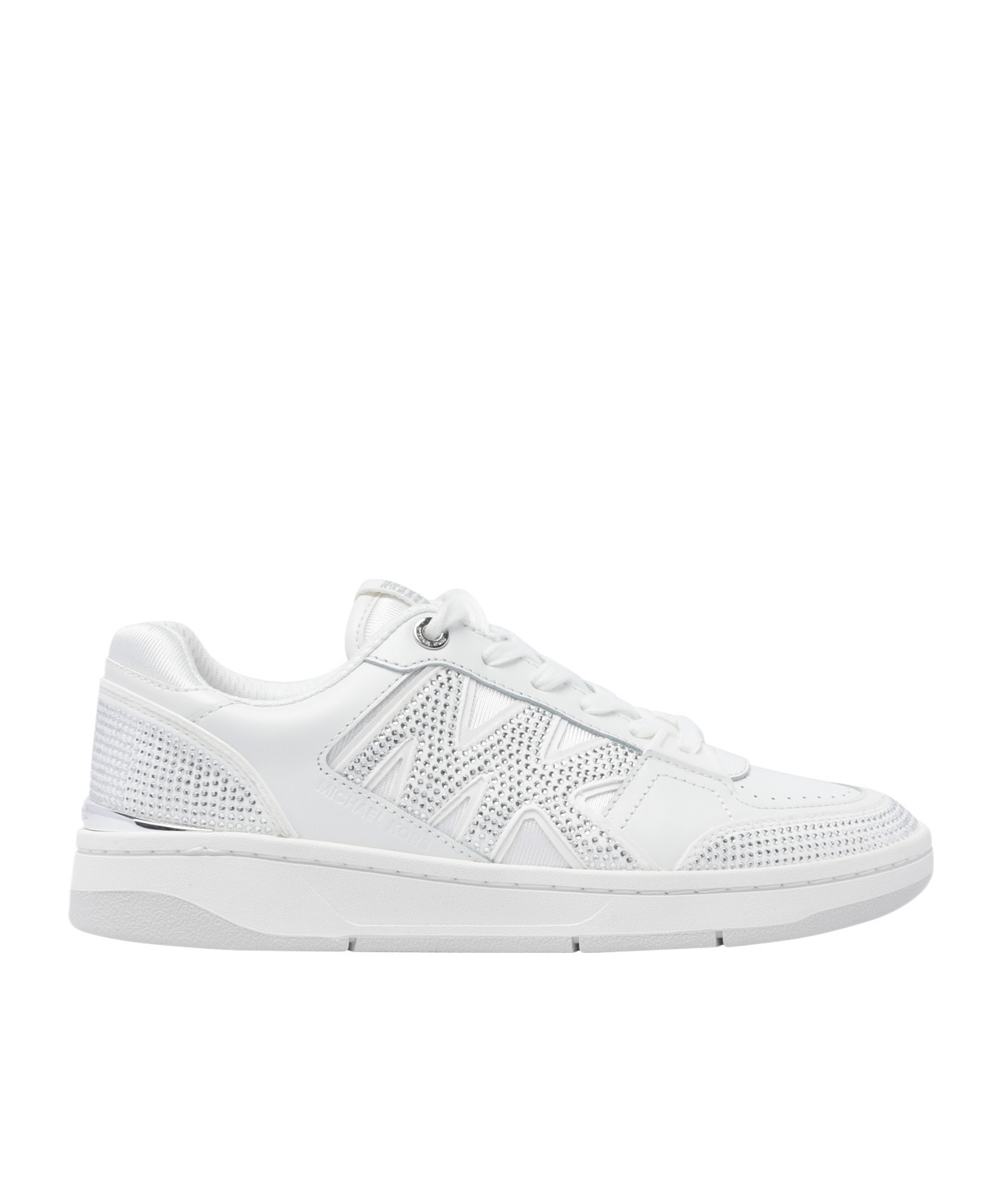 Michael Michael Kors Rhinestone-embellished Leather Sneakers In White