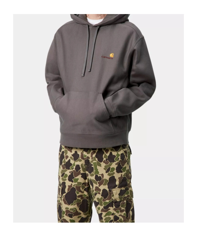 Carhartt Hooded American Script Sweatshirt In Gray