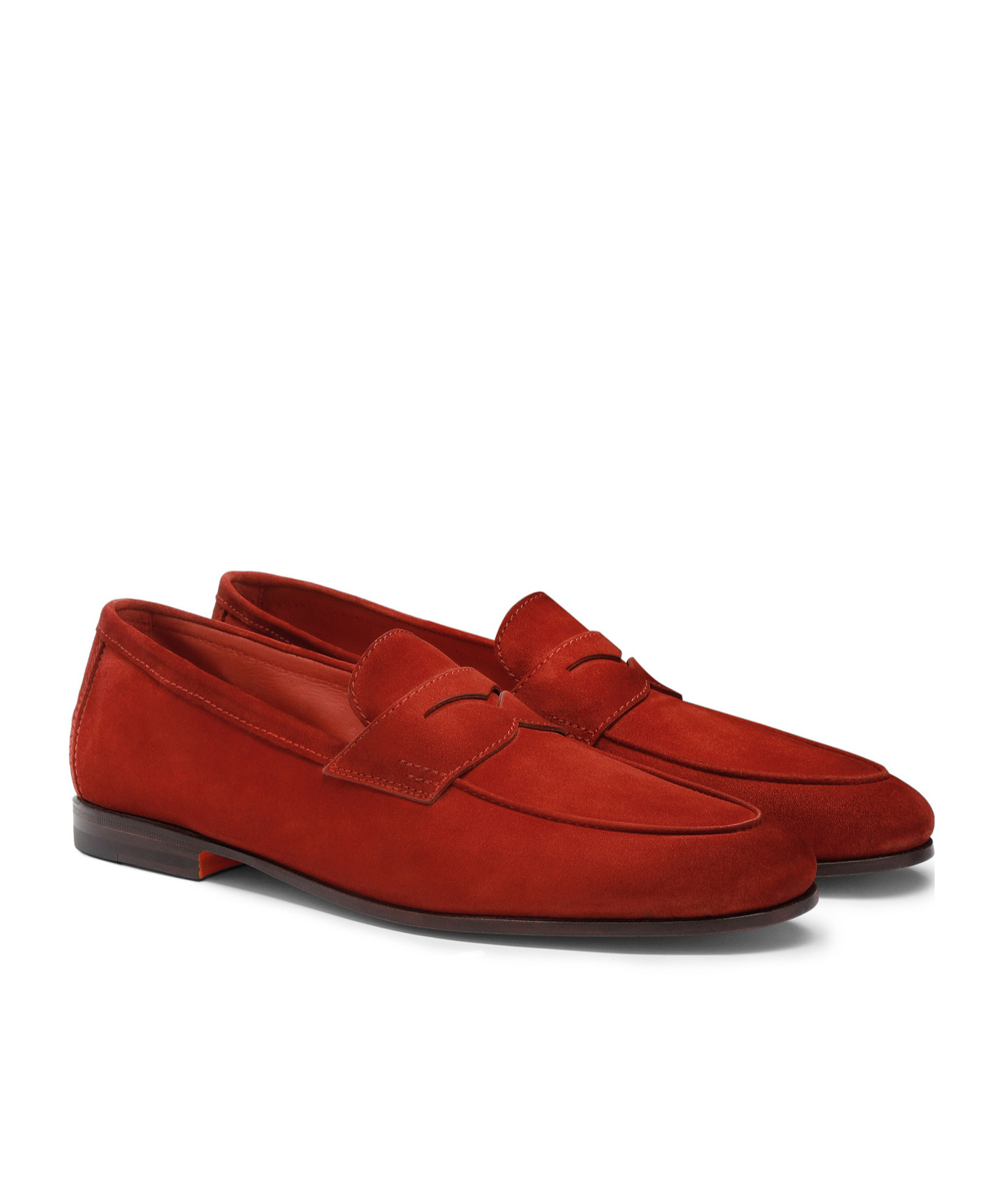 Santoni Men's Red Suede Carlo Loafer In Red
